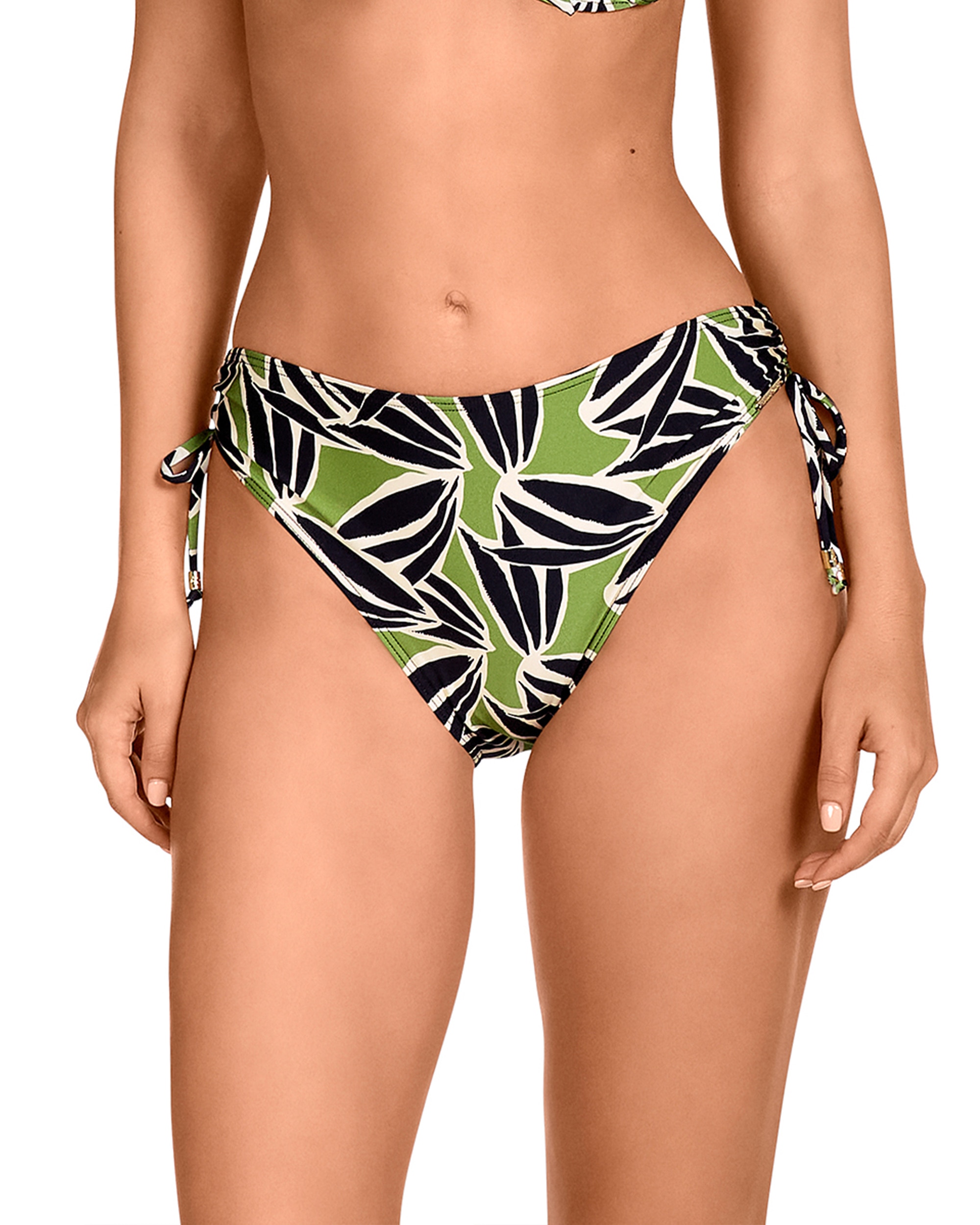Imagem 0 de Cueca de Biquíni com Laços Ajustáveis nas Laterais e Estampado de Folhas