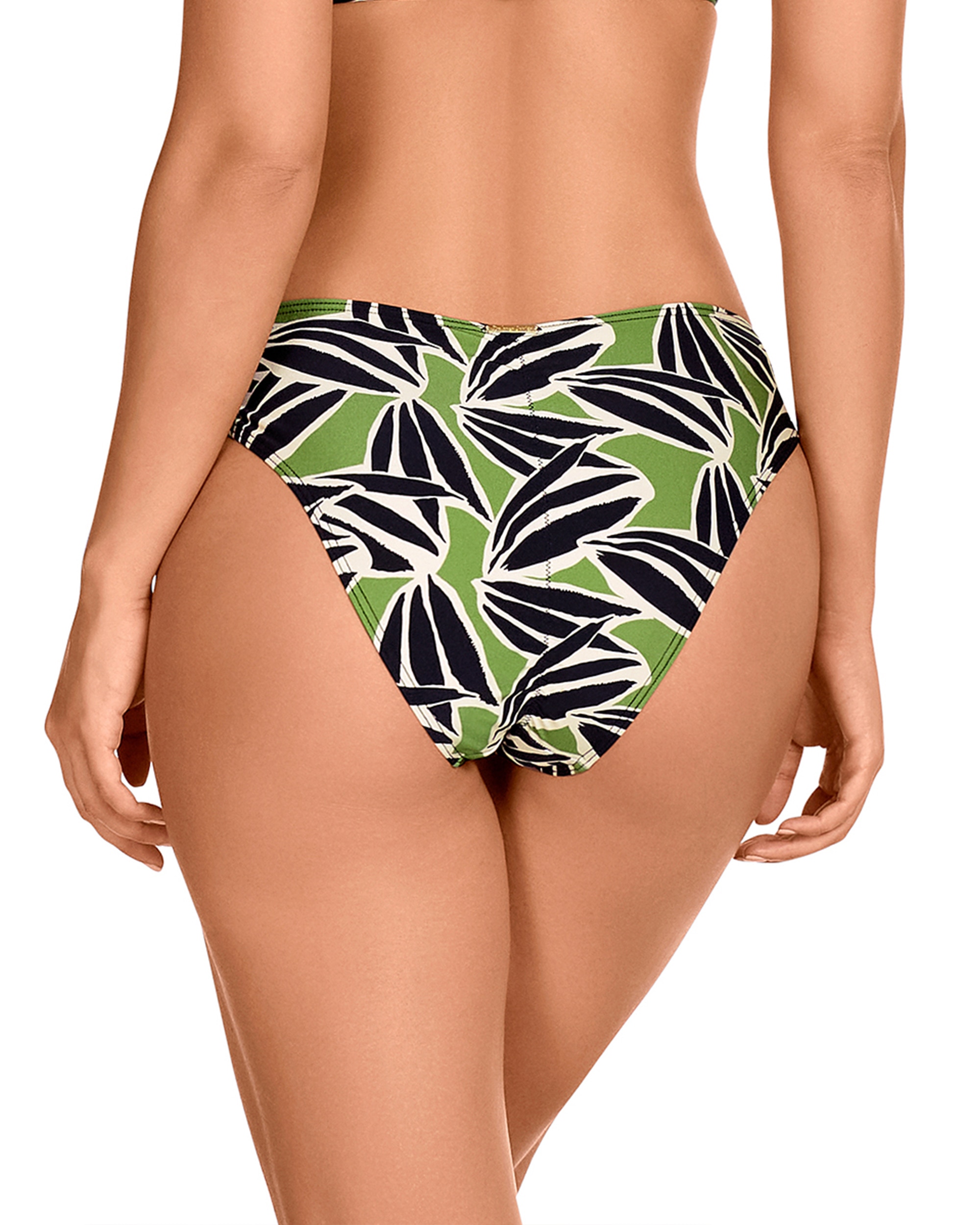 Cueca de Biquíni com Argolas Douradas e Estampado Folhas Multicolor-2