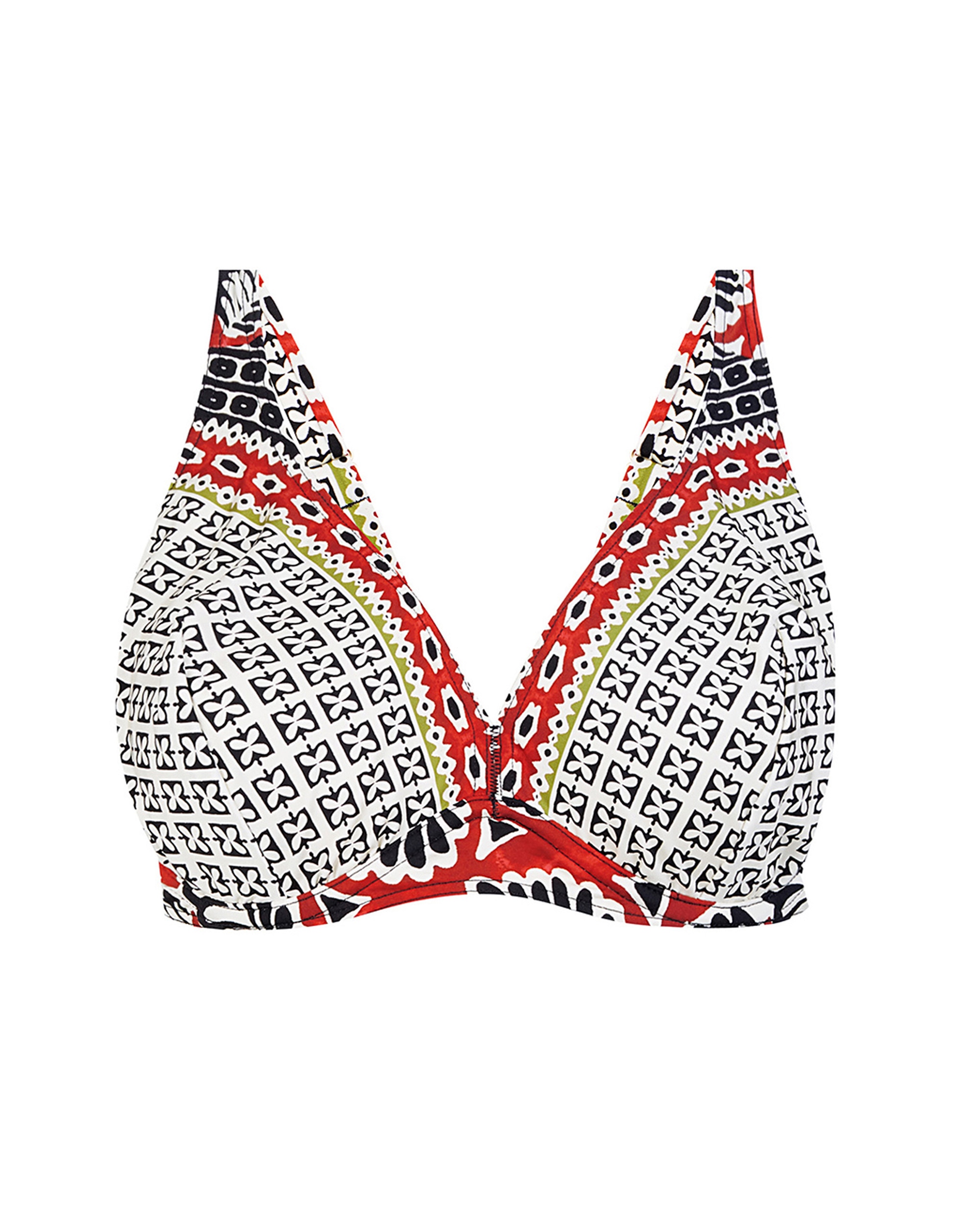 Top de Biquíni de Capacidade com Laço Ajustável no Decote e Estampado Geométrico Multicolor-3