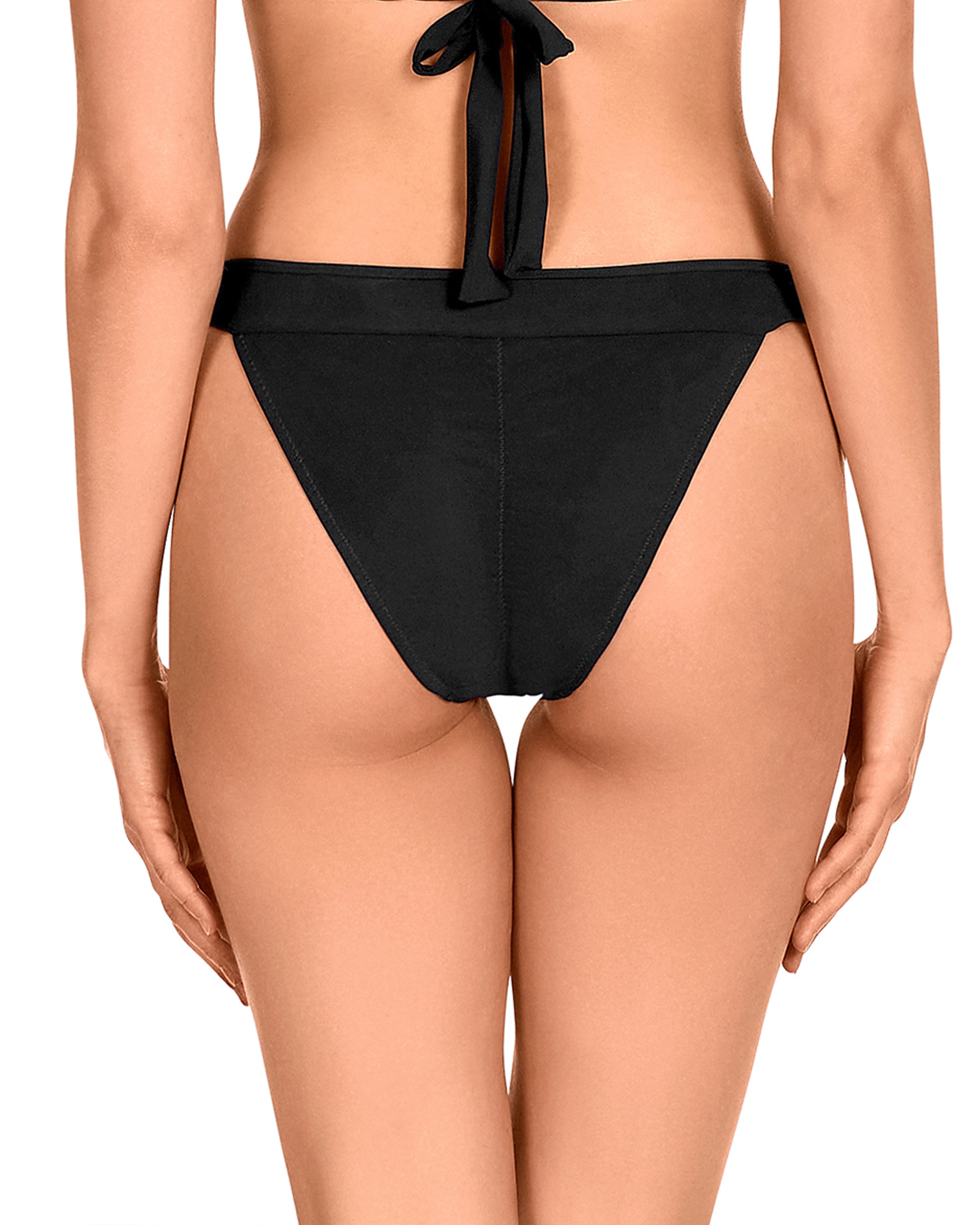 Cueca de Biquíni com Estampado Liso em Preto e Branco Preto / Branco-2