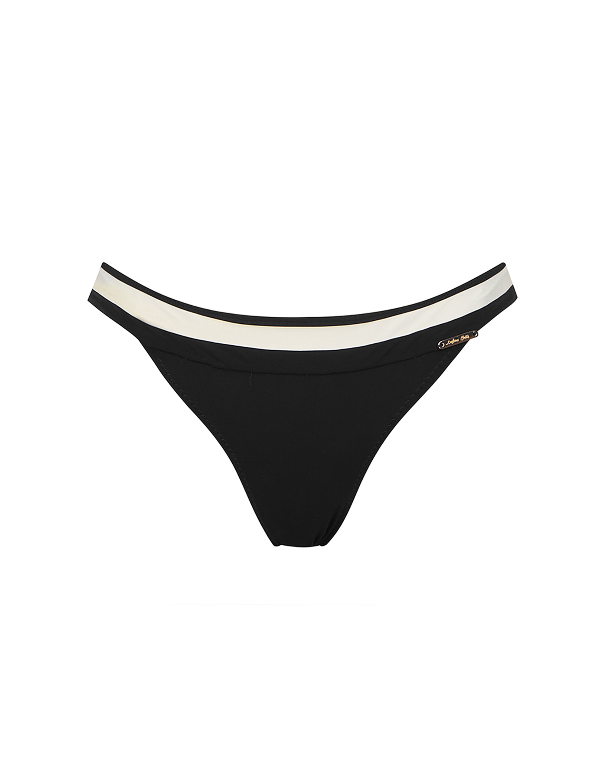 Cueca de Biquíni com Estampado Liso em Preto e Branco Preto / Branco-3