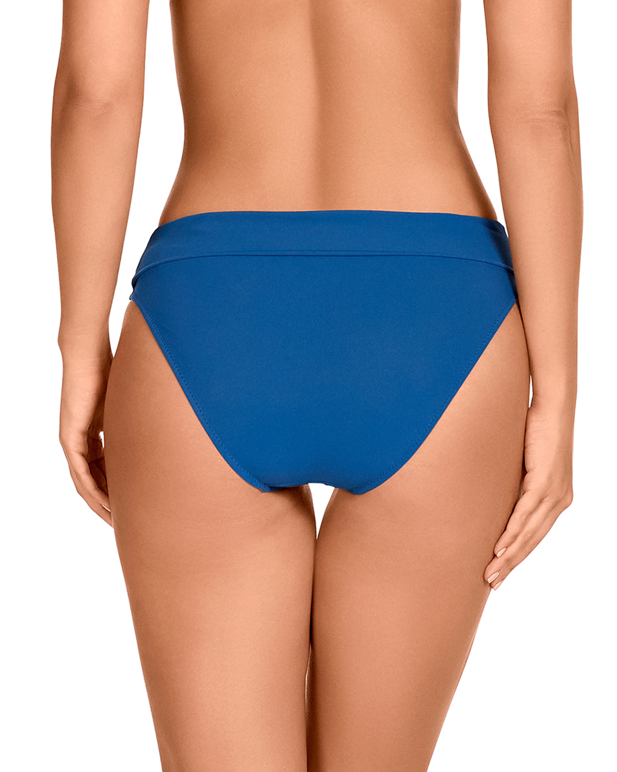 Cueca de Biquíni de Altura Média com Tira de Dupla Altura em Azul Azul-2