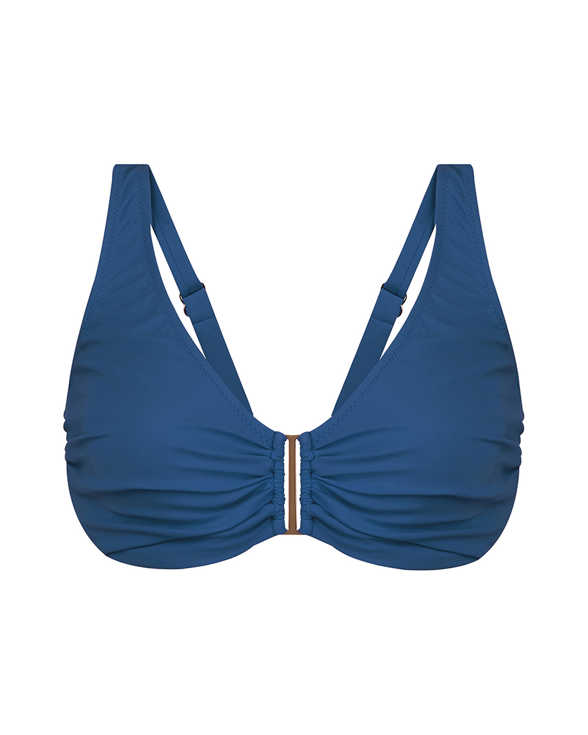 Top de Biquíni de Capacidade Disponível em Copa D e Estampado Liso em Azul Azul-3