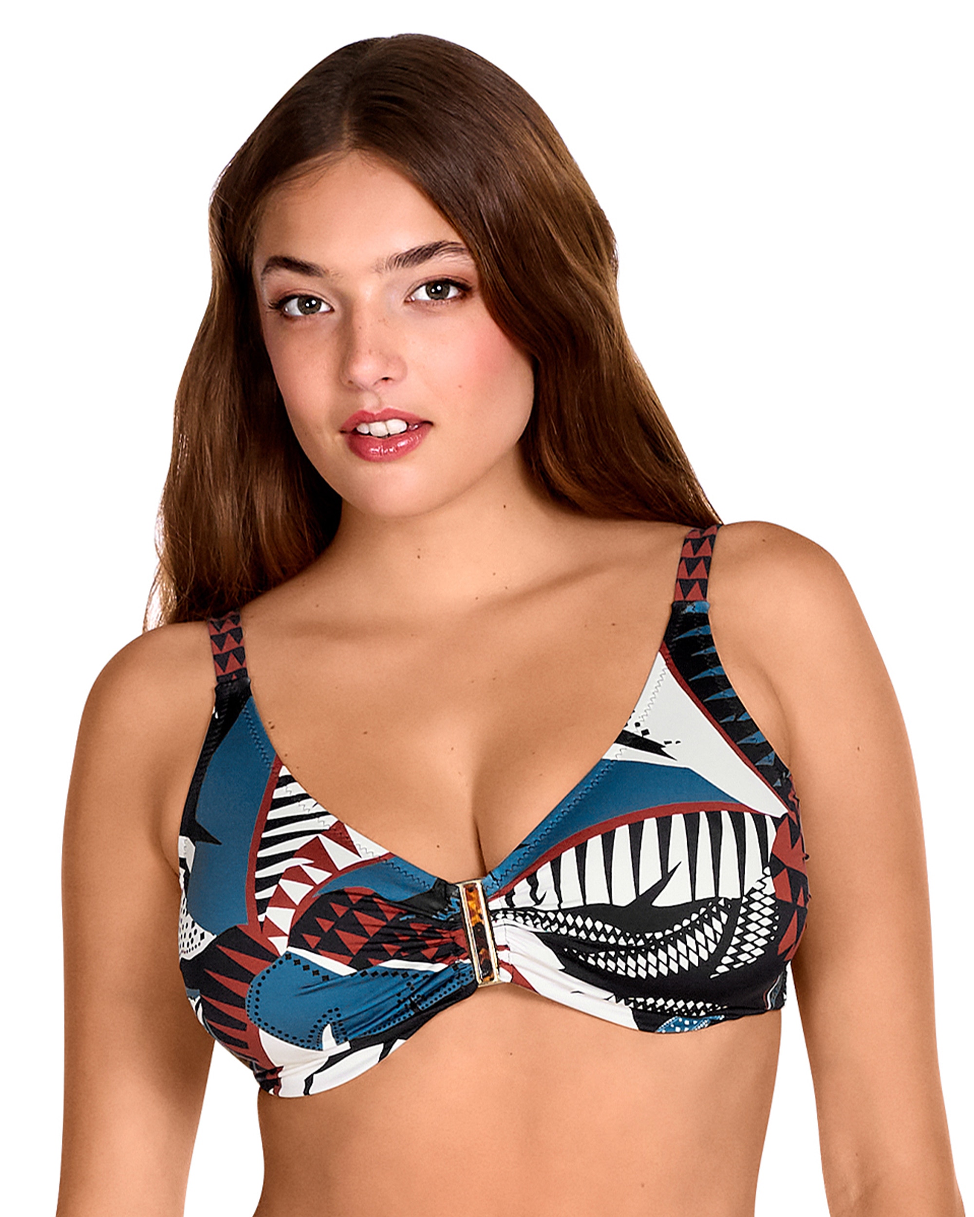 Top de Biquíni de Capacidade com Alças Reguláveis e Estampado Combinado Multicolor-1