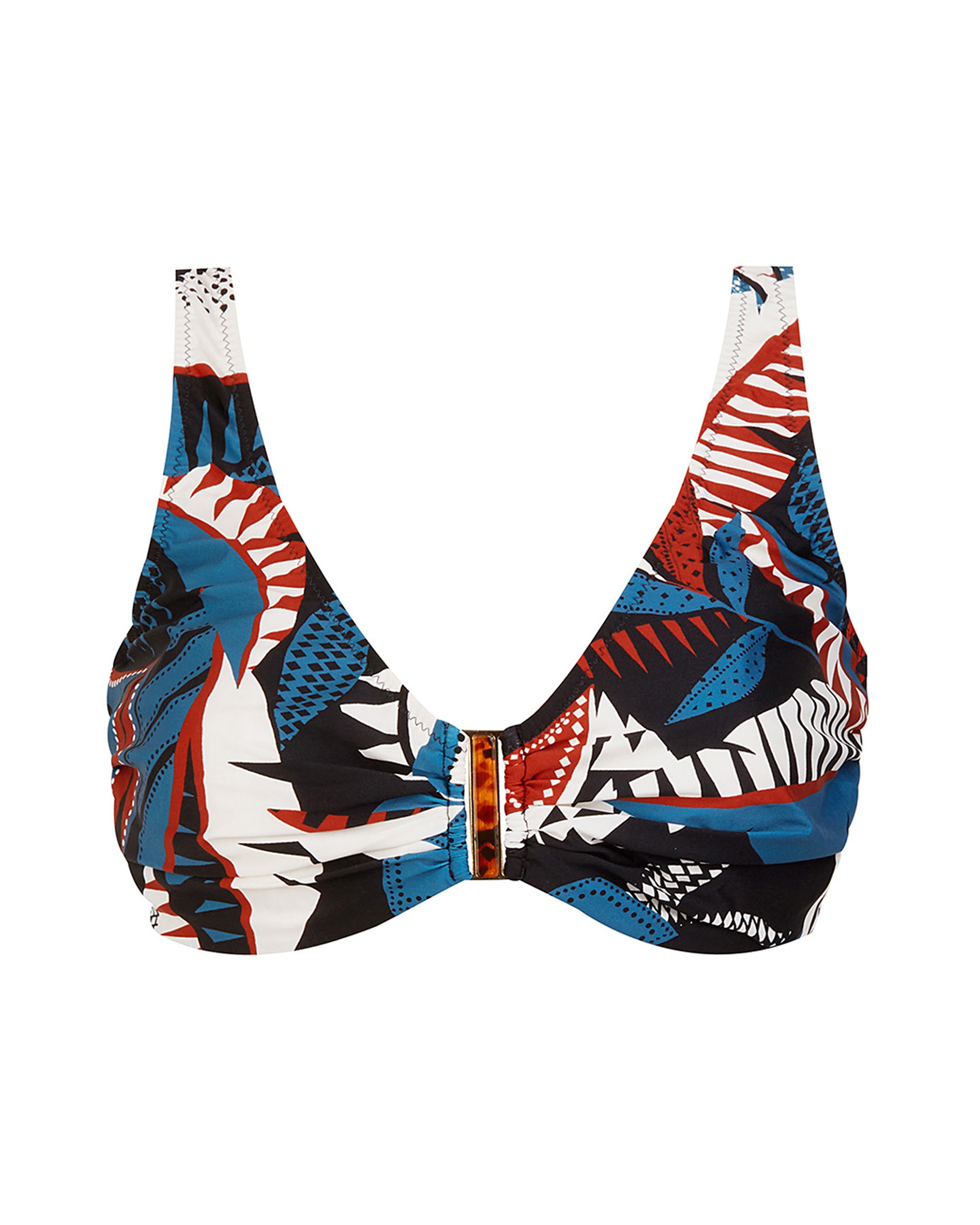 Top de Biquíni de Capacidade com Alças Reguláveis e Estampado Combinado Multicolor-3