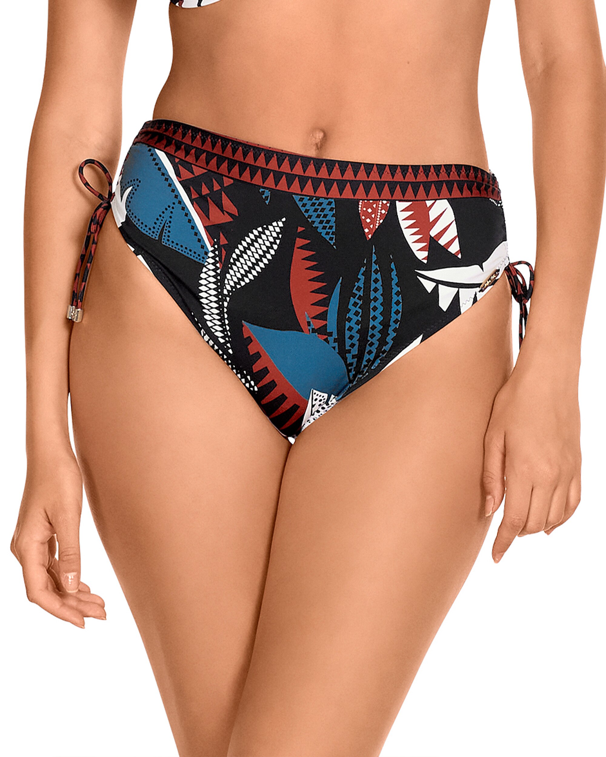 Imagem 0 de Cueca de Biquíni Alta com Laços Ajustáveis e Estampado de Folhas