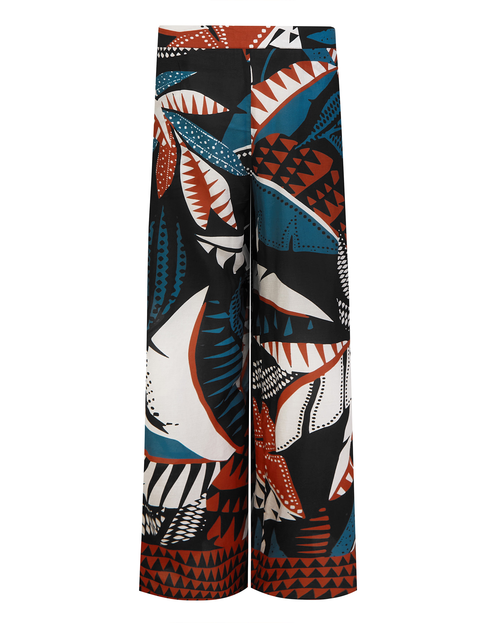 Calças de Praia com Corte Amplo e Estampado Posicionado Multicolor-3