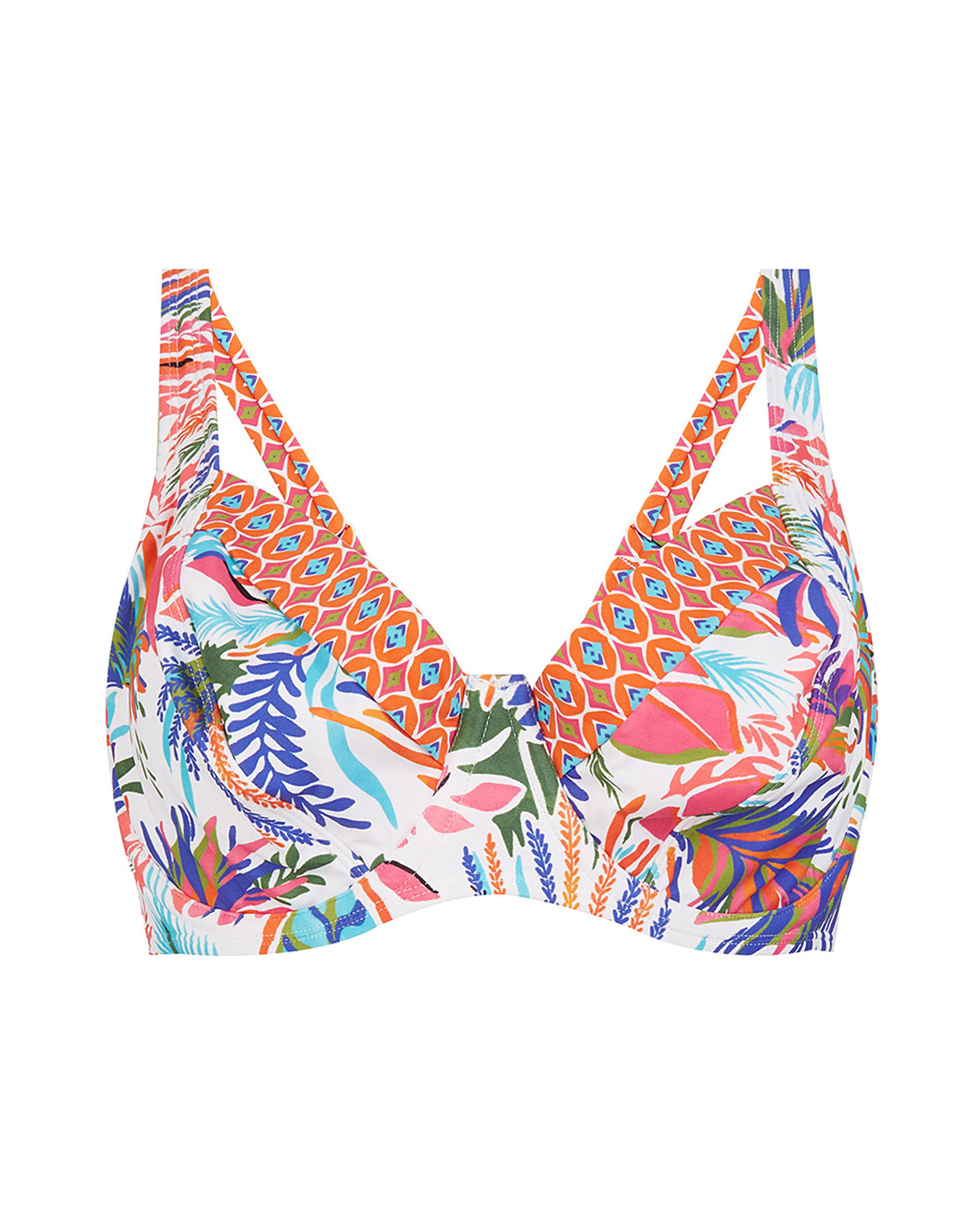 Top de Biquíni de Capacidade com Alças Reguláveis e Estampado Combinado Multicolor-3