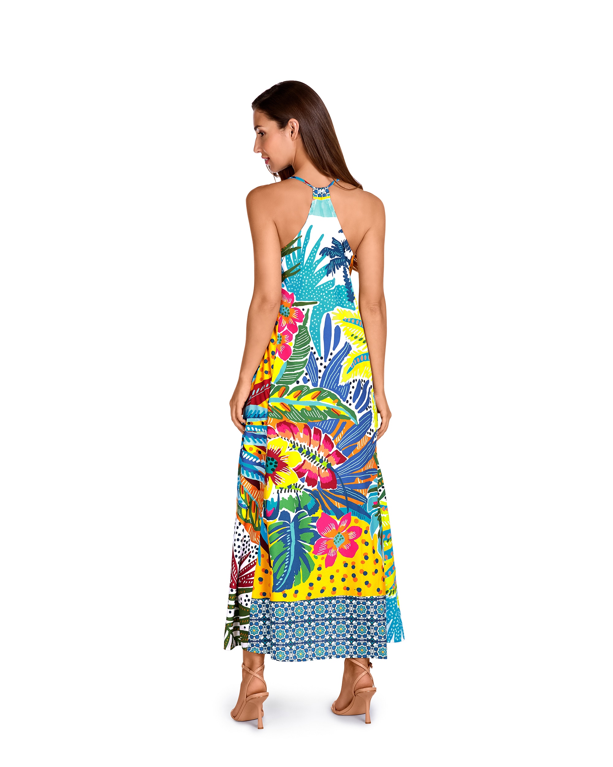 Vestido Comprido de Alças e Estampado Tropical Multicolor-2