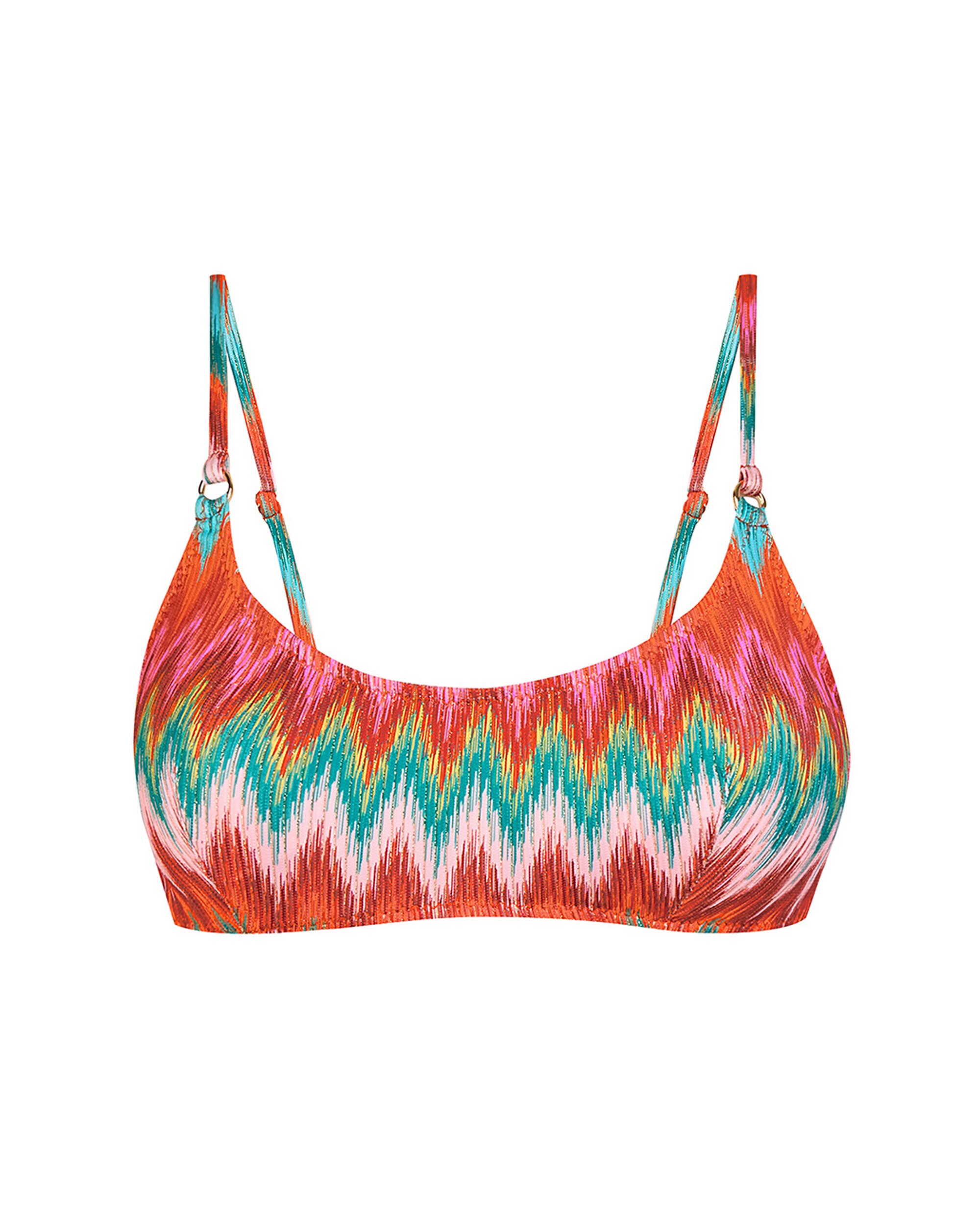 Top de Biquíni Bandeau Estampado Multicolor com Lurex Multicolor-3