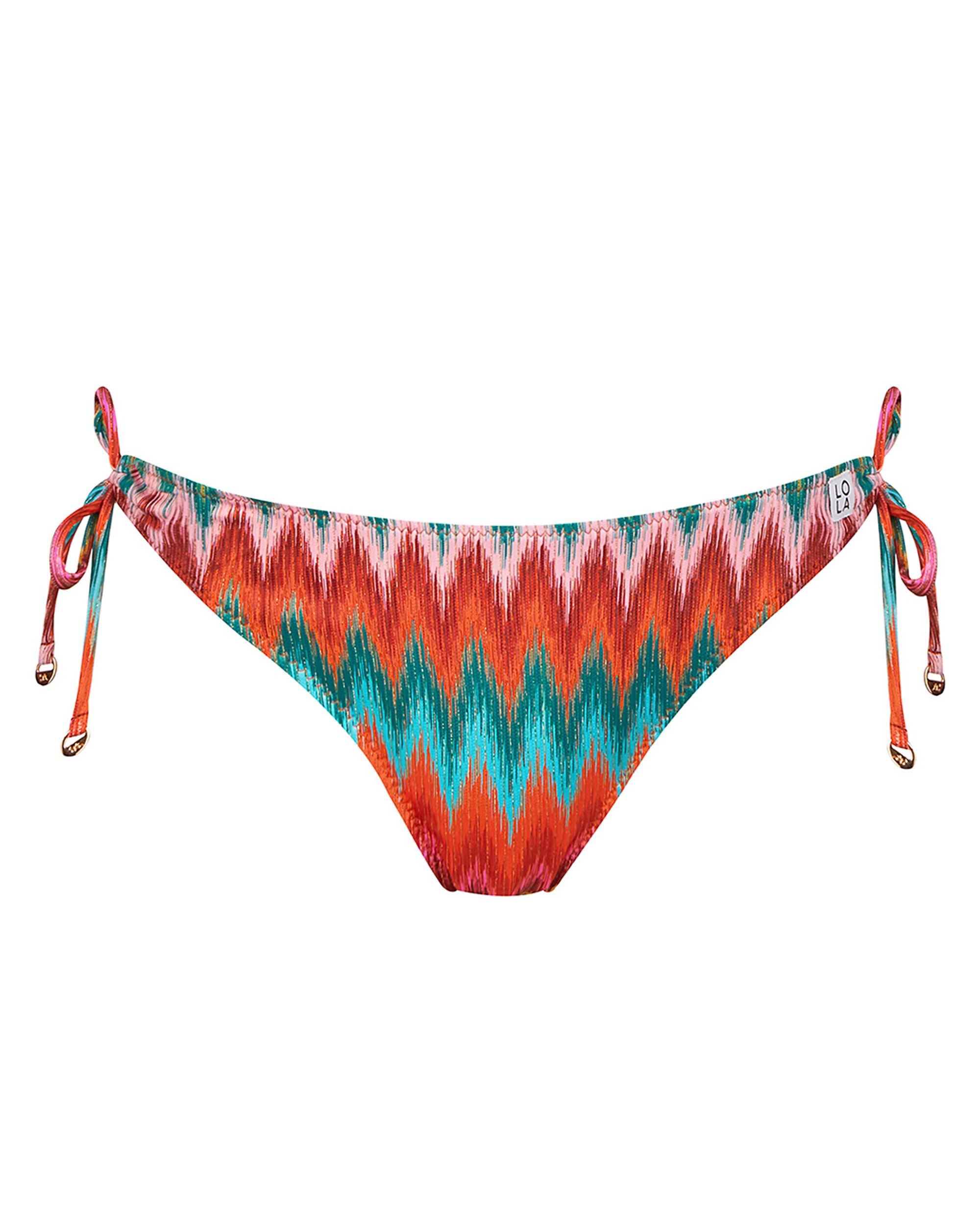 Gola de Biquíni de Altura Média com Laço Ajustável nas Laterais e Estampado Multicolor com Lurex Multicolor-3