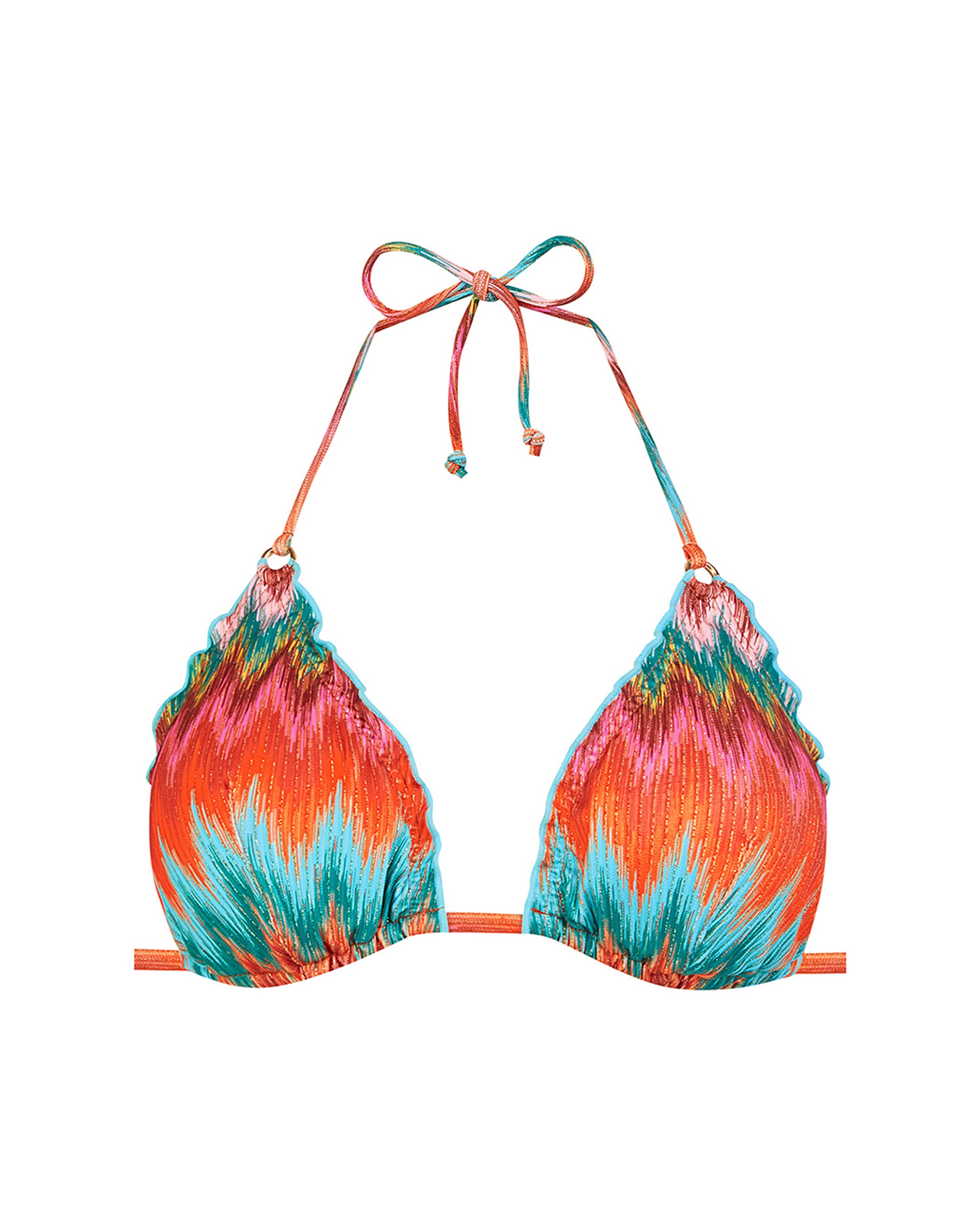 Top de Biquíni de Triângulo Atado Ao Pescoço e Estampado Multicolor com Lurex Multicolor-3