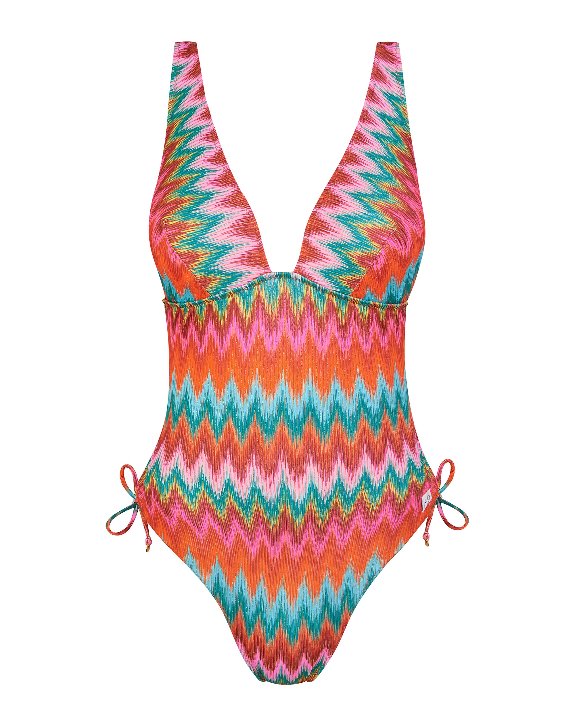 Fato de Banho Halter com Estampado Multicolor com Lurex Multicolor-3