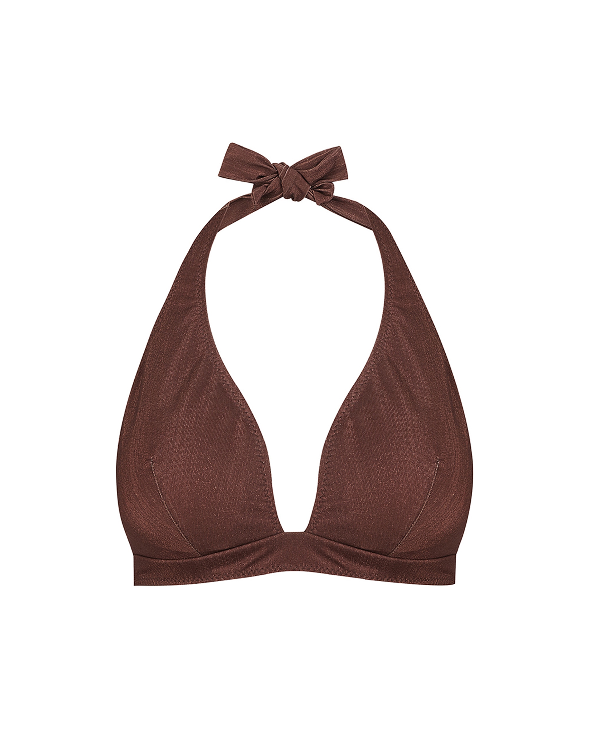 Top de Biquíni Halter e Estampado em Castanho com Lurex Castanho-3