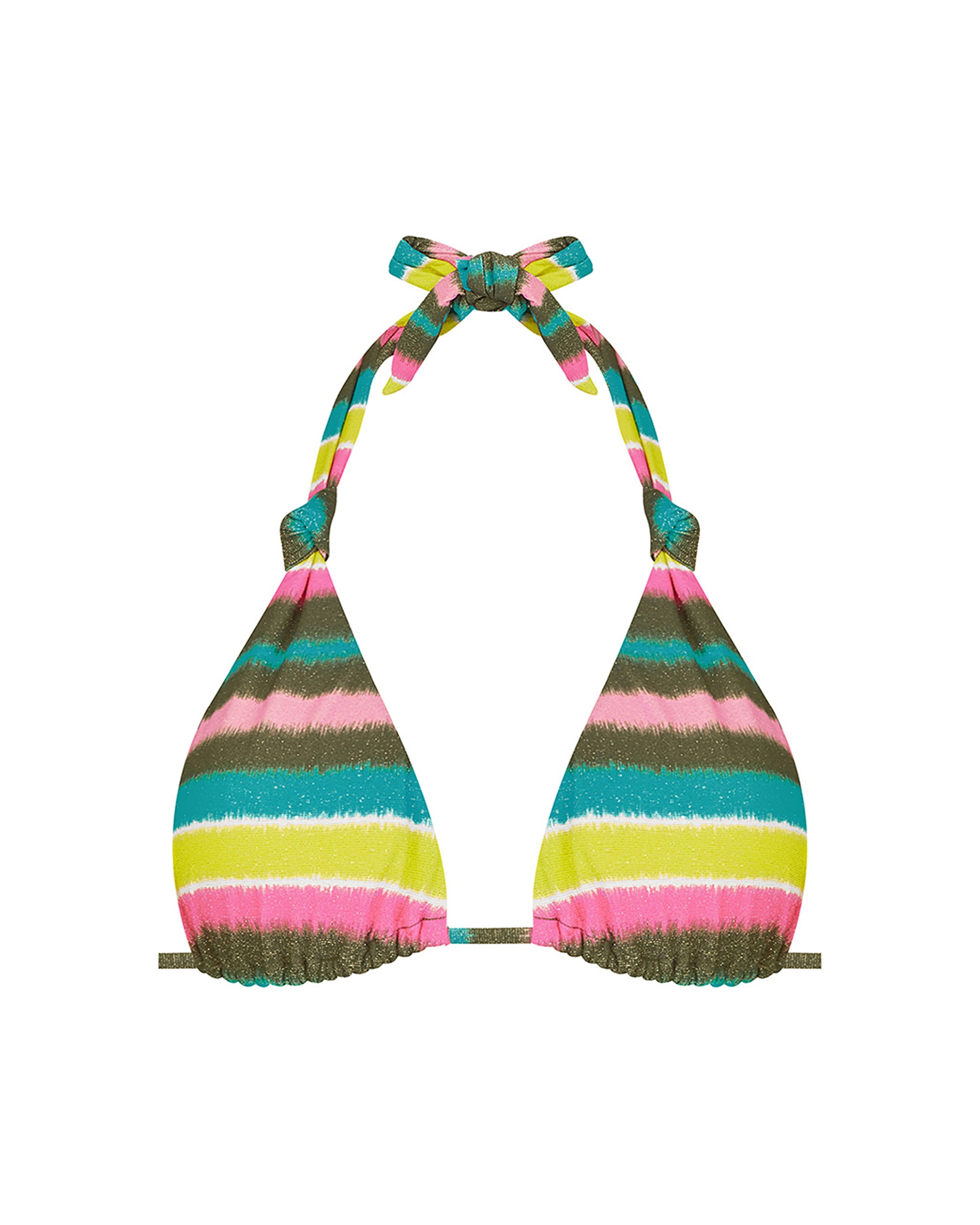 Top de Biquíni de Triângulo Push-up Atado Ao Pescoço e Costas e Estampado com Lurex Multicolor-3