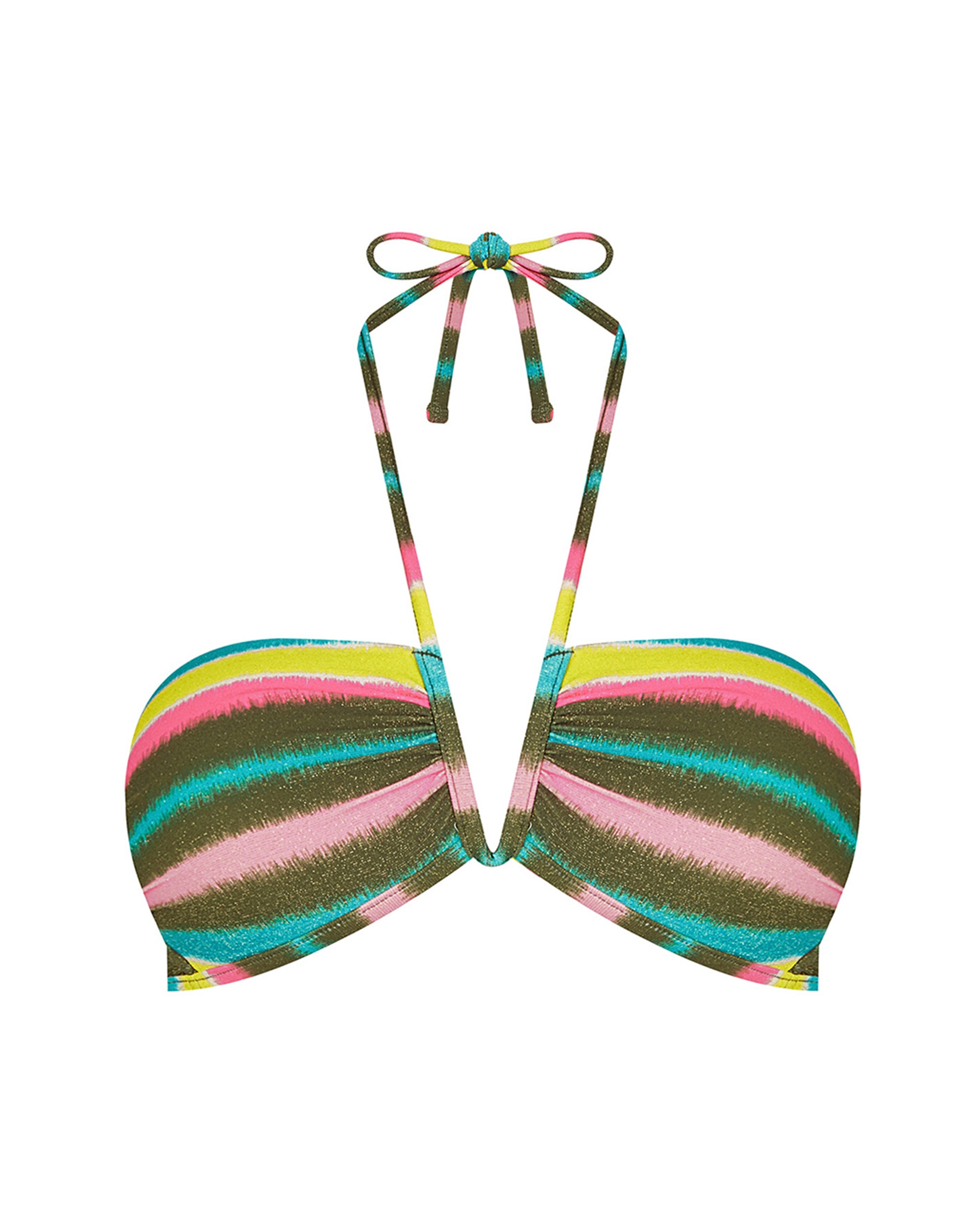 Top de Biquíni Bandeau com Alça Atada na Gola e Estampado com Lurex Multicolor-3