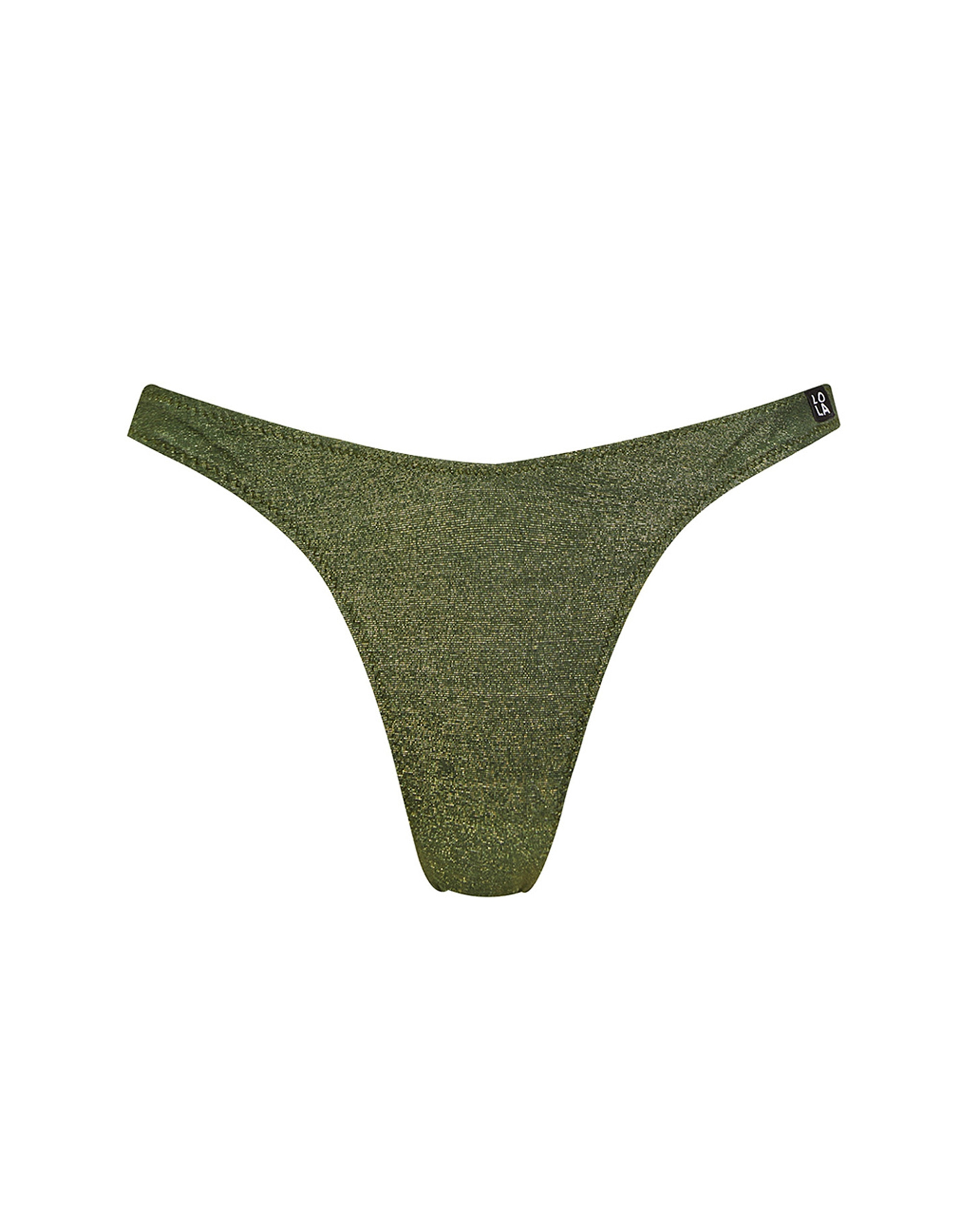 Gola de Biquíni de Corte Gaivota com Tecido Lurex Verde-escuro-3