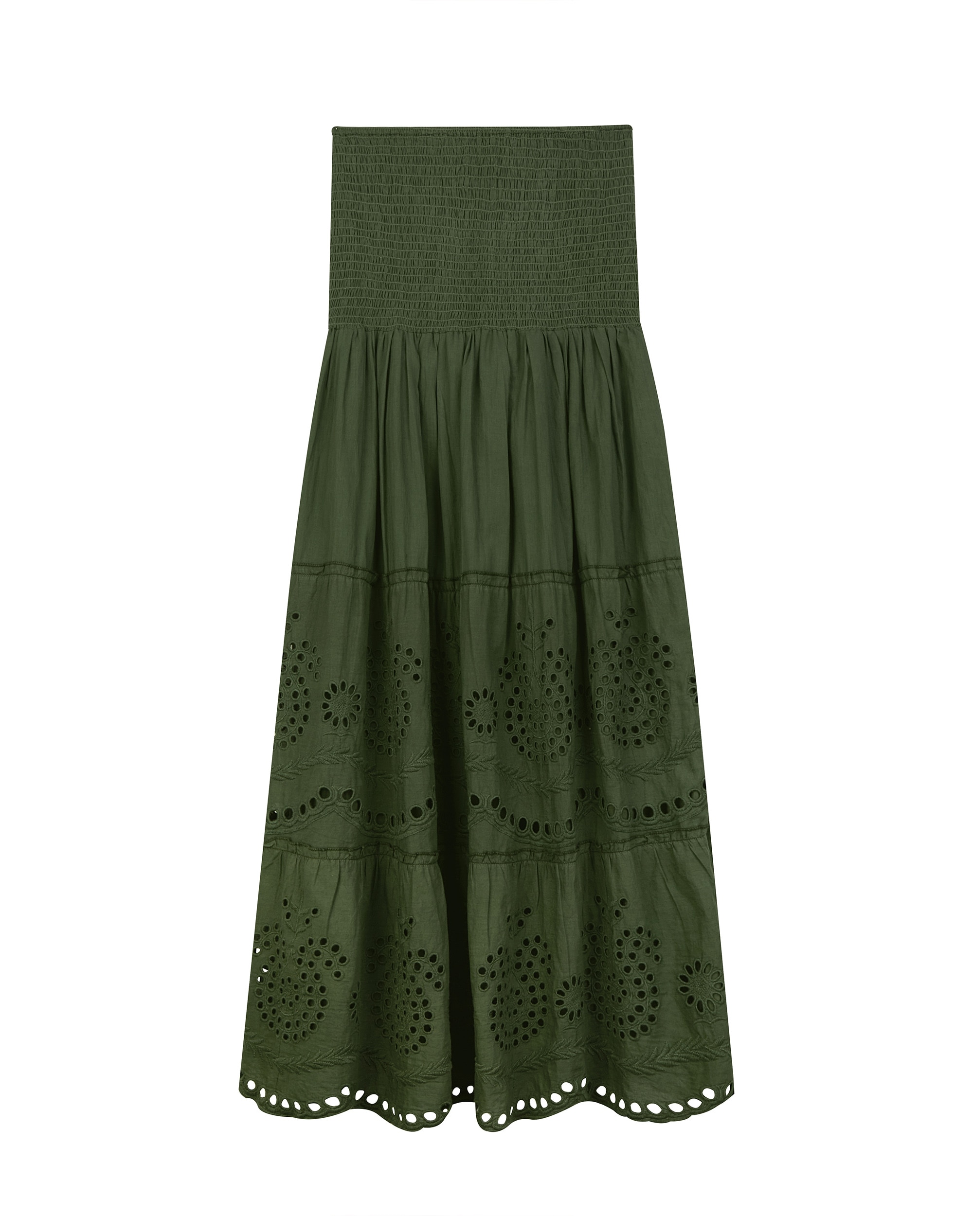 Vestido Midi com Estampado em Verde Perfurado Verde-escuro-3