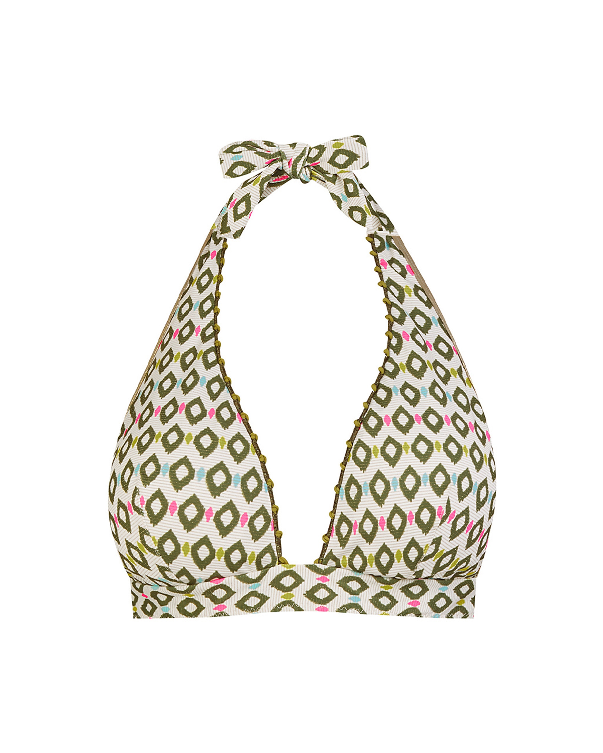 Top de Biquíni Halter e Estampado com Lurex Multicolor-3