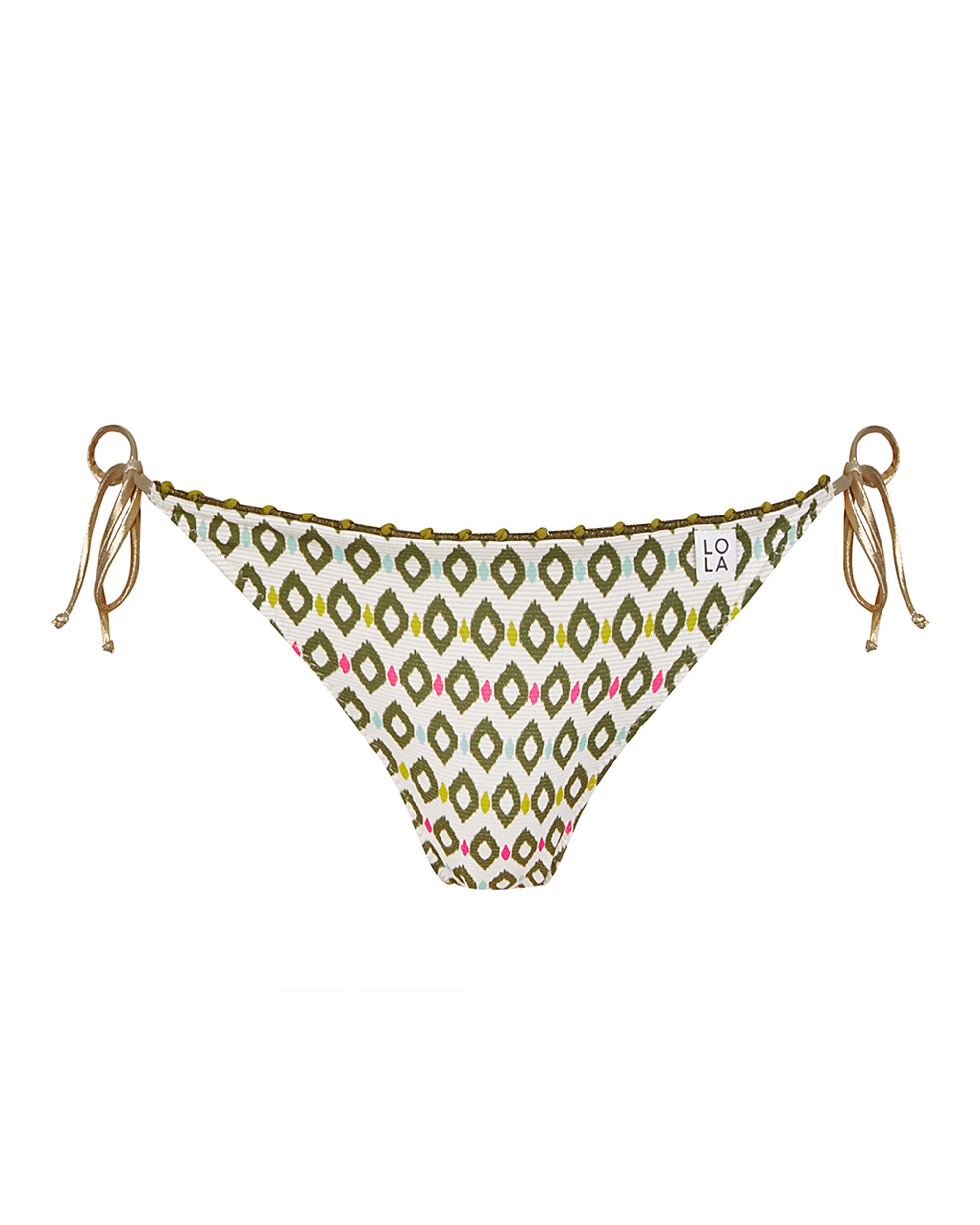 Gola de Biquíni Atada com Laço Aos Lados e Estampado com Lurex Multicolor-3