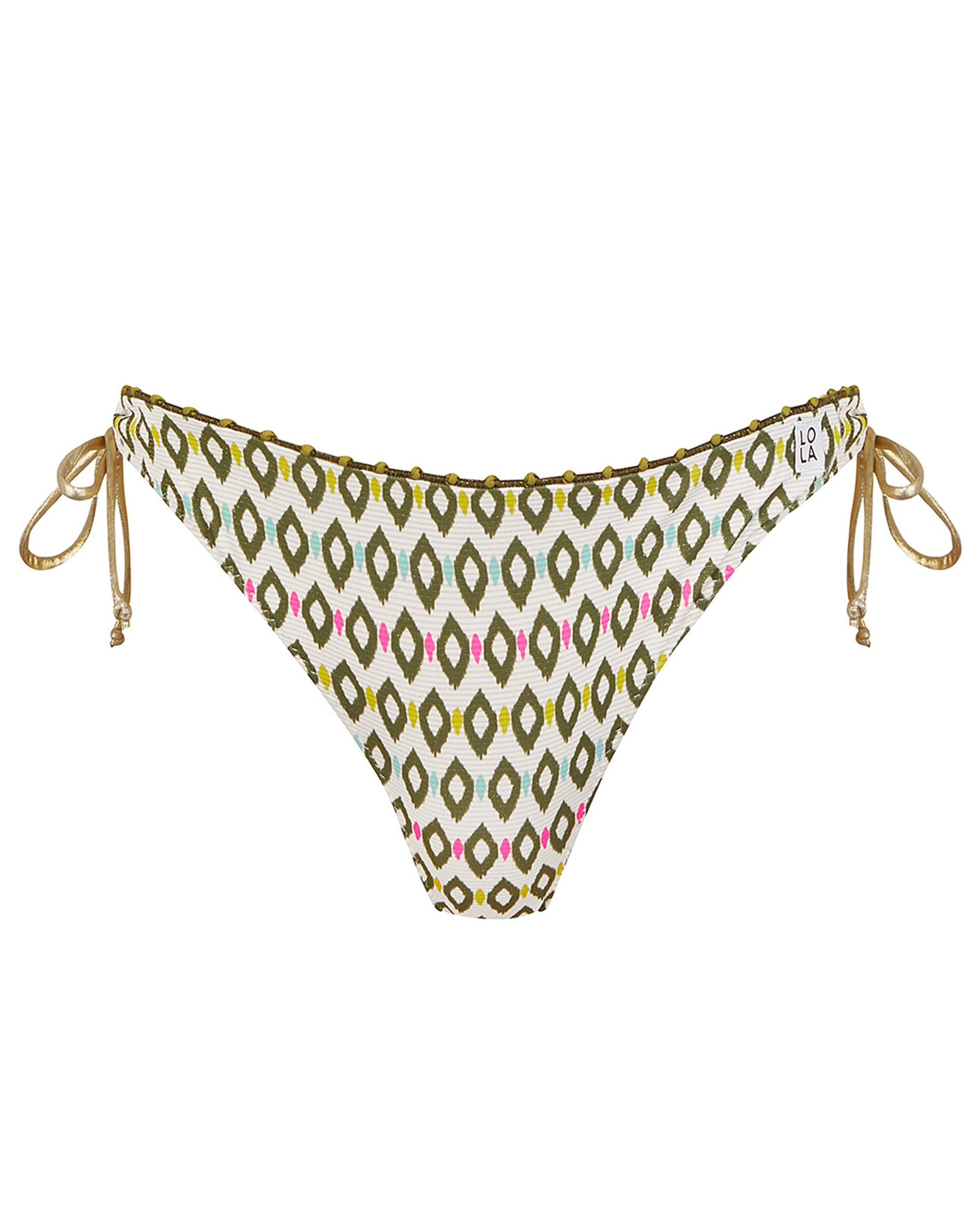 Gola de Biquíni de Altura Média com Laço Ajustável nas Laterais e Estampado com Lurex Multicolor-3