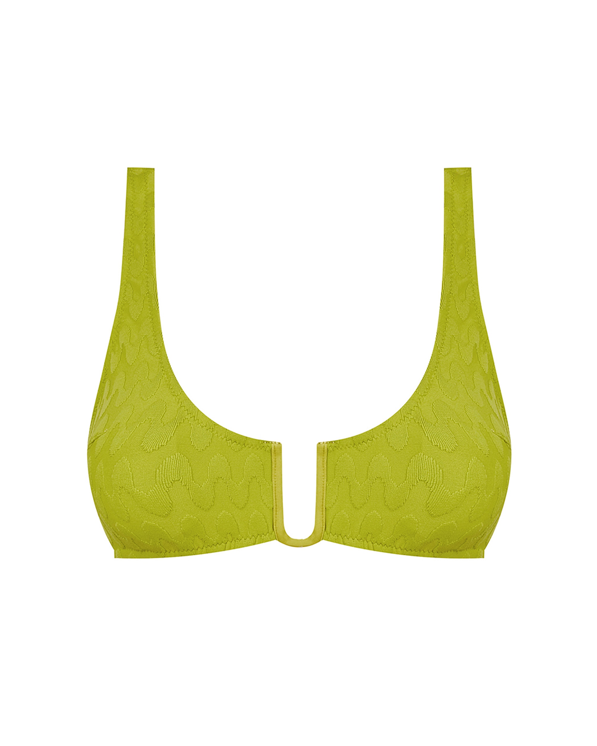 Top de Biquíni de Alças e Estampado com Textura em Verde Verde-claro-3