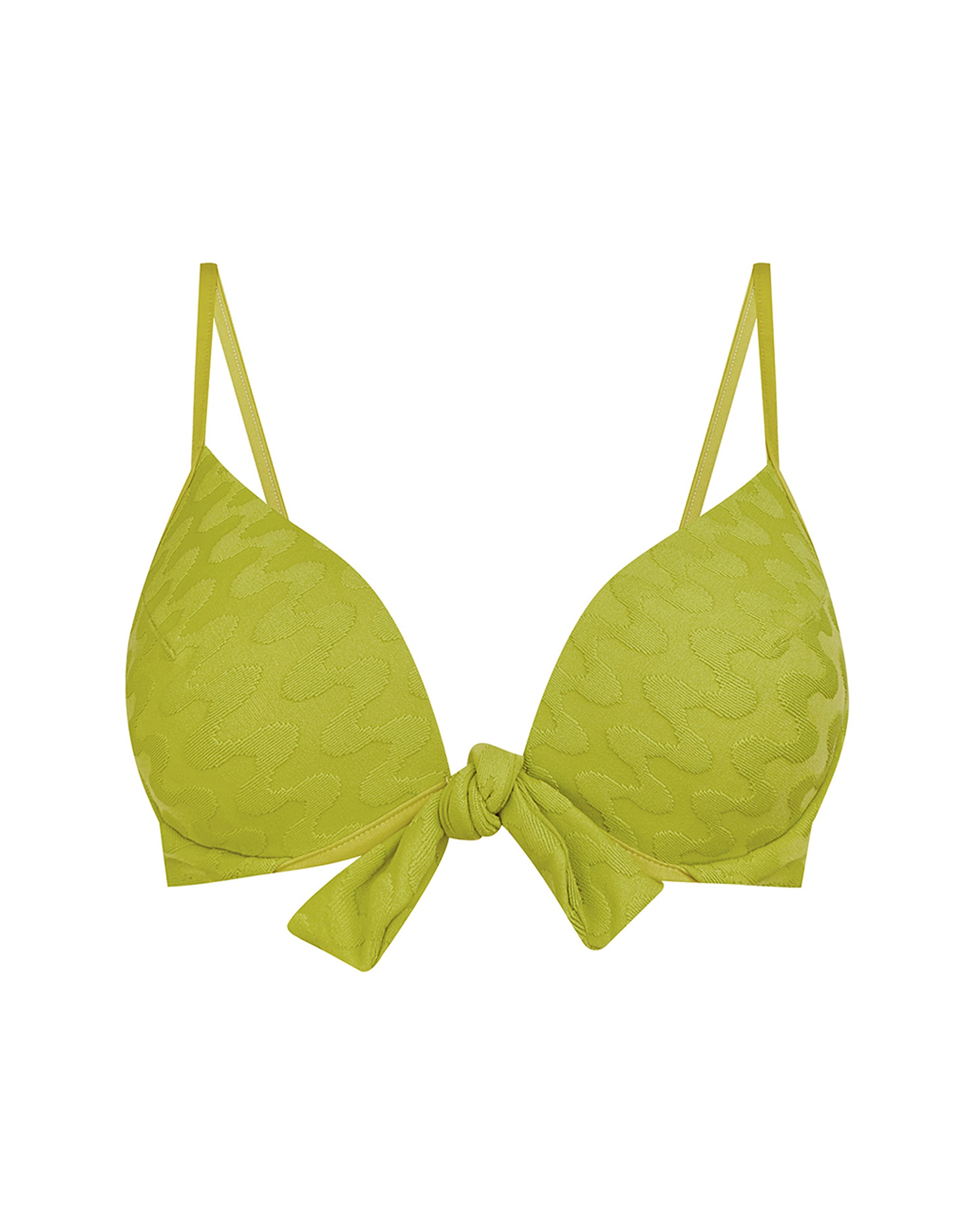 Top de Biquíni Balconette Push-up de Alças Reguláveis e Estampado com Textura em Verde Verde-3