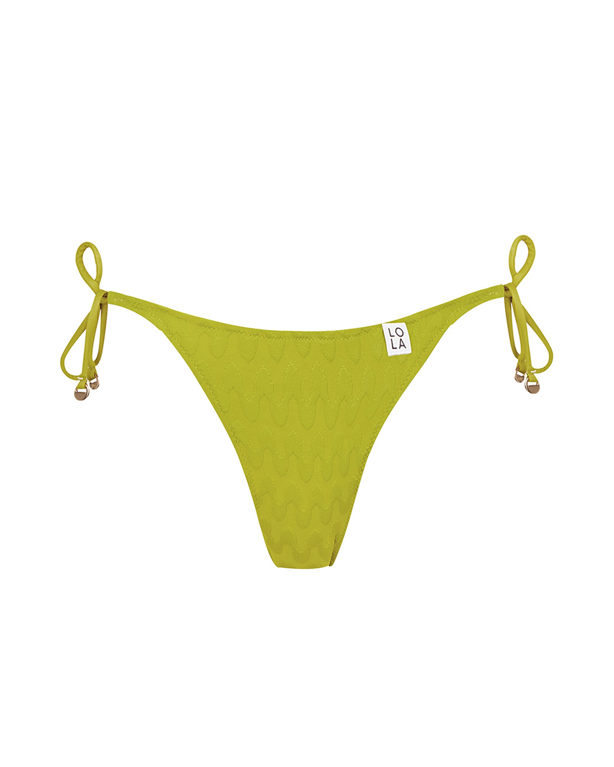 Gola de Biquíni Atada nas Laterais e Estampado com Textura em Verde Verde-3