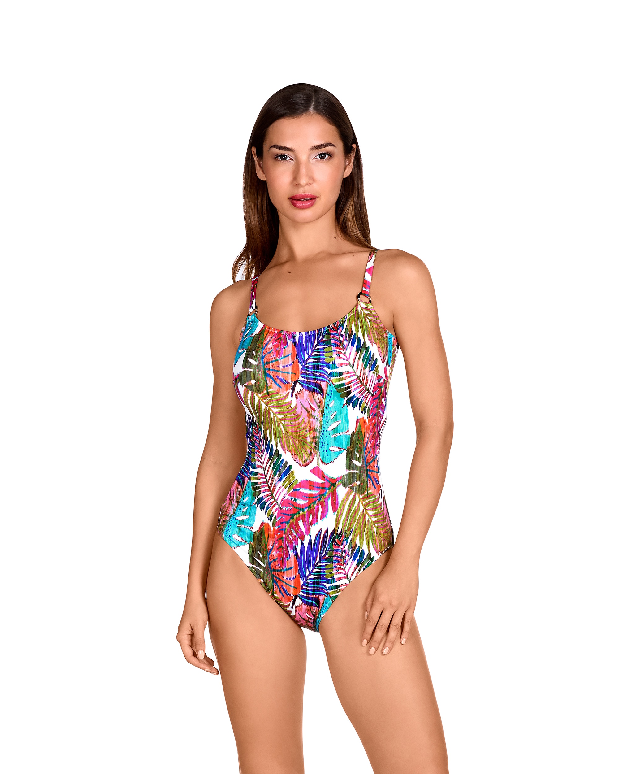 Imagem 0 de Fato de Banho Pós-cirurgia com Alças Reguláveis e Estampado Folhas