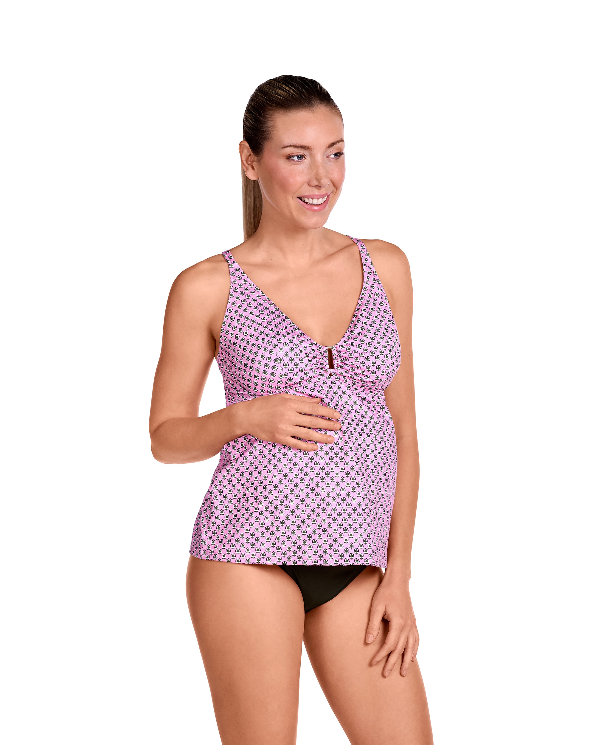 Imagem 0 de Tankini Pré-mamã Atado na Gola e Estampado Animal Print