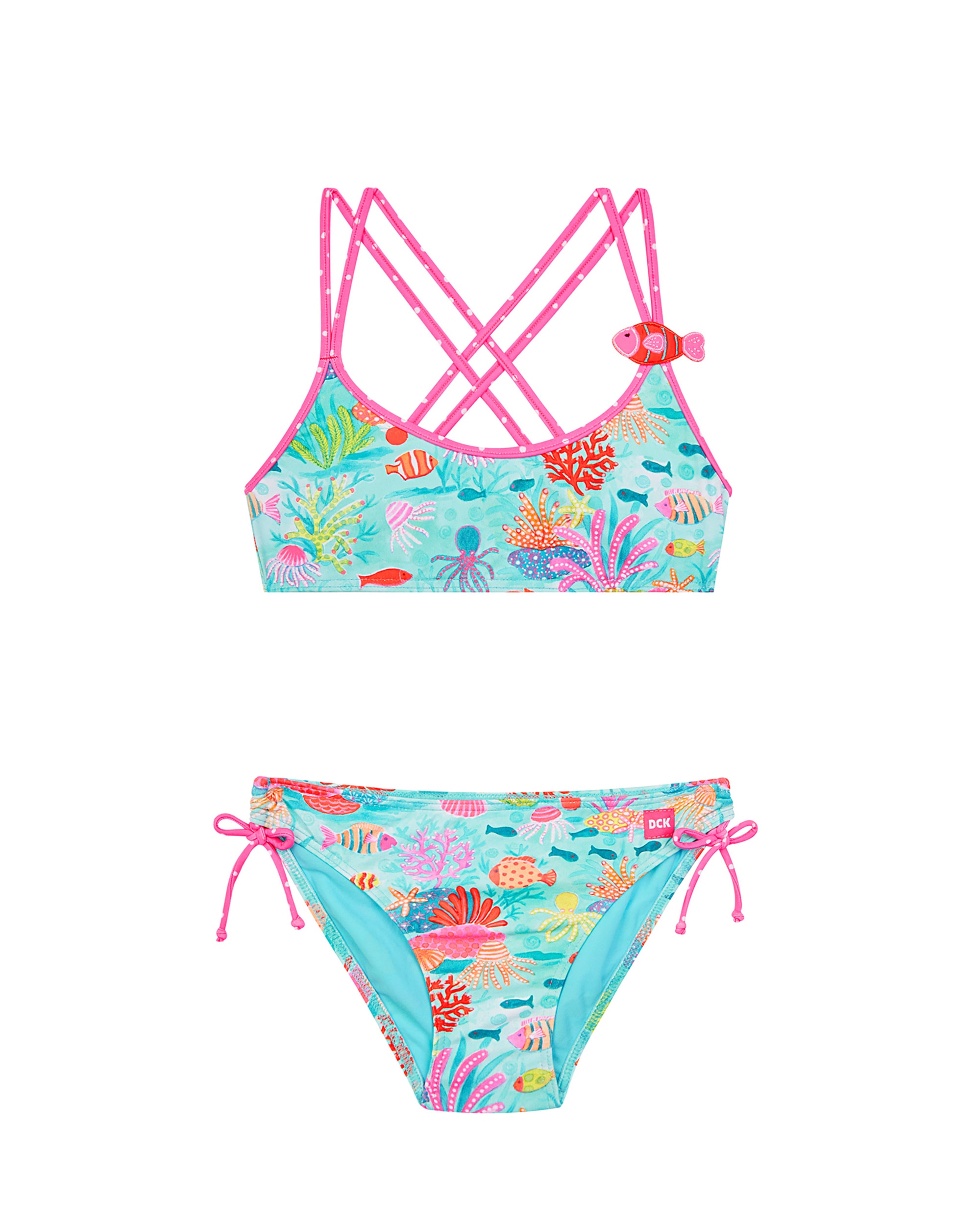 Imagem 0 de Biquíni Infantil de Alças com Peixe e Tecido Estampado Fundo Do Mar