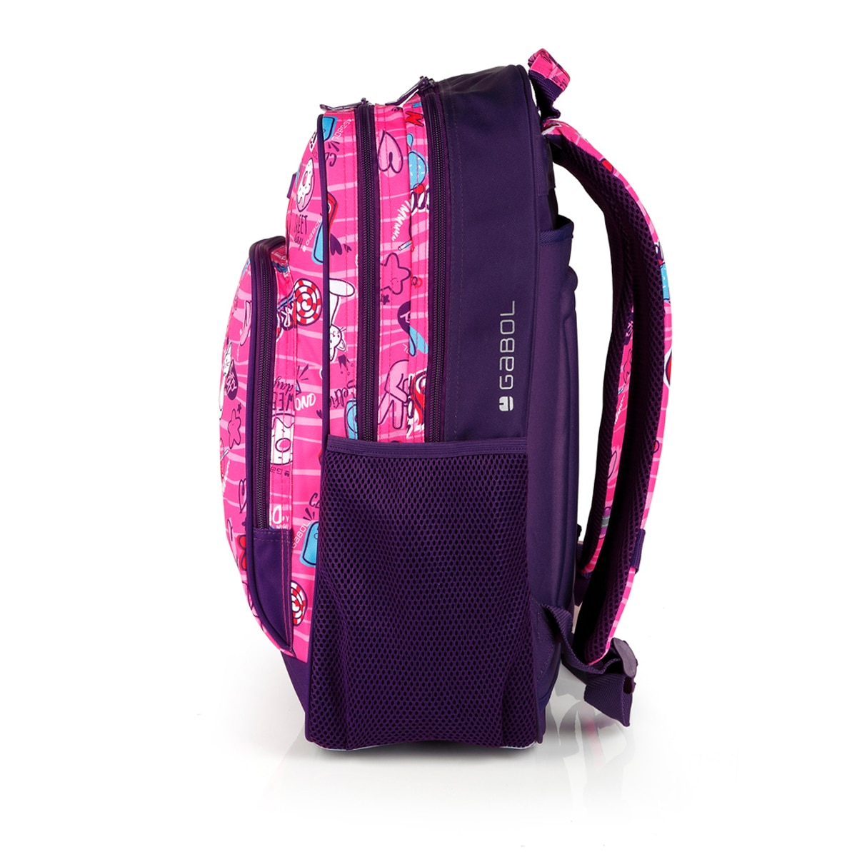 Mochila Adaptável a Carrinho Gabol Sticker com Desenhos e Resistente À Água Fúcsia-2