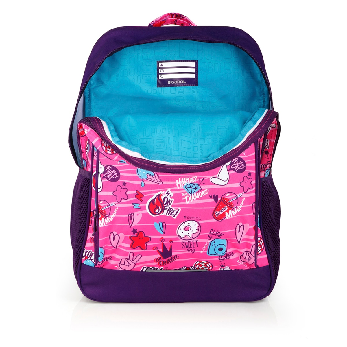 Mochila Adaptável a Carrinho Gabol Sticker com Desenhos e Resistente À Água Fúcsia-3