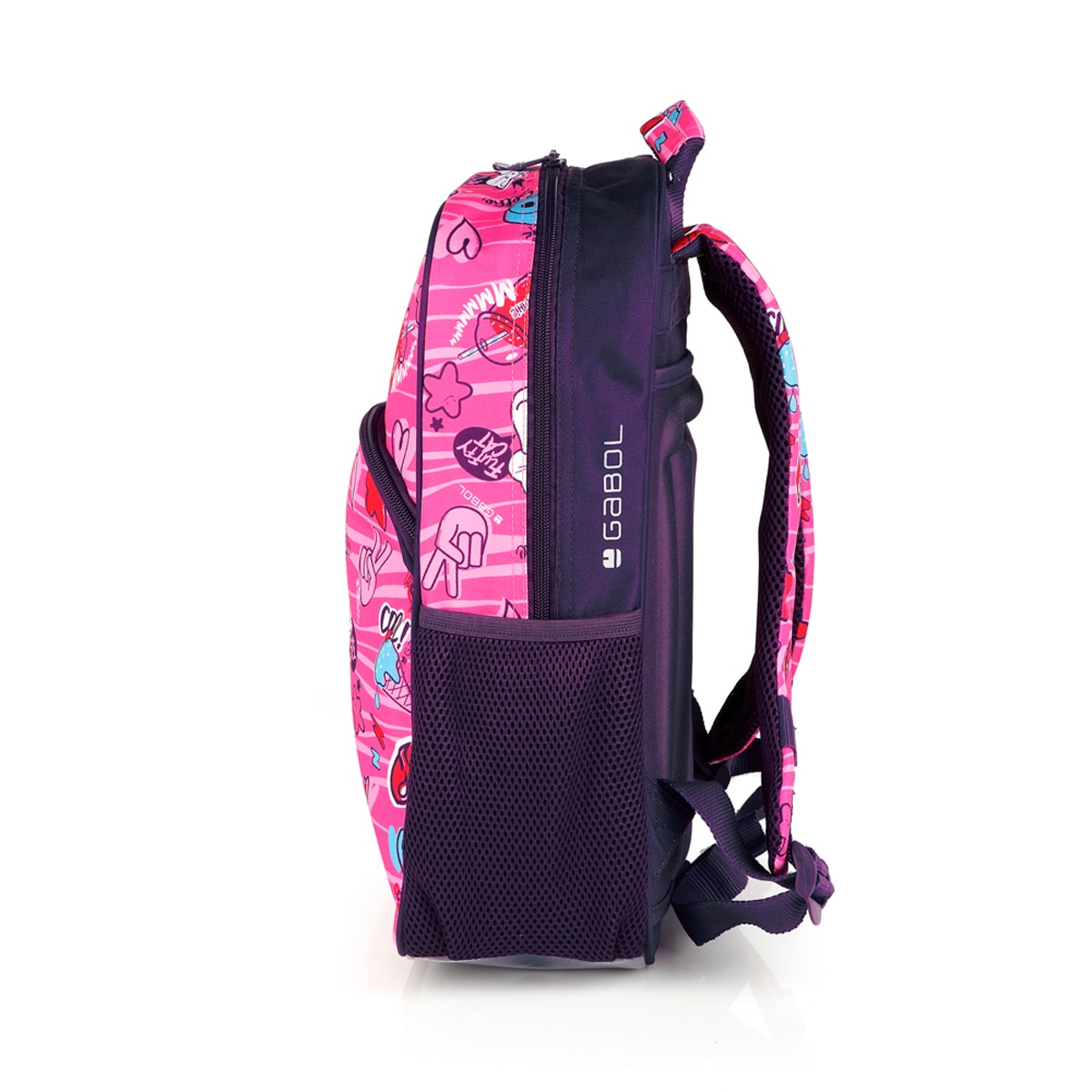 Mochila Adaptável a Carrinho Gabol Sticker com Desenhos e Resistente À Água Fúcsia-2