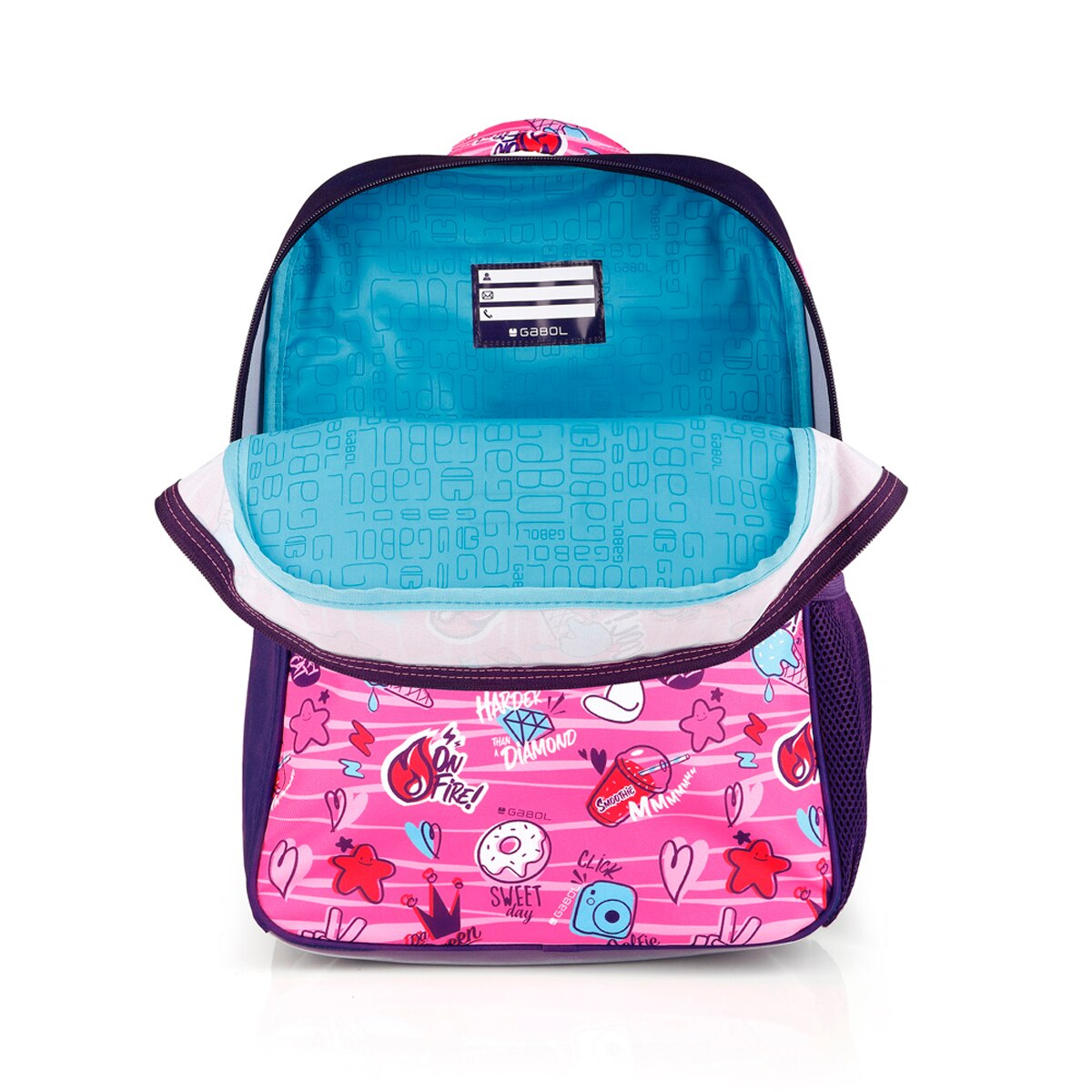 Mochila Adaptável a Carrinho Gabol Sticker com Desenhos e Resistente À Água Fúcsia-4