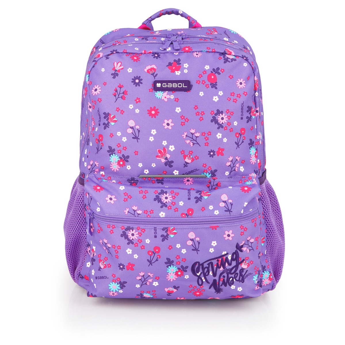 Imagem 0 de Mochila Adaptável a Carro Gabol Violet com Flores e Resistente À Água