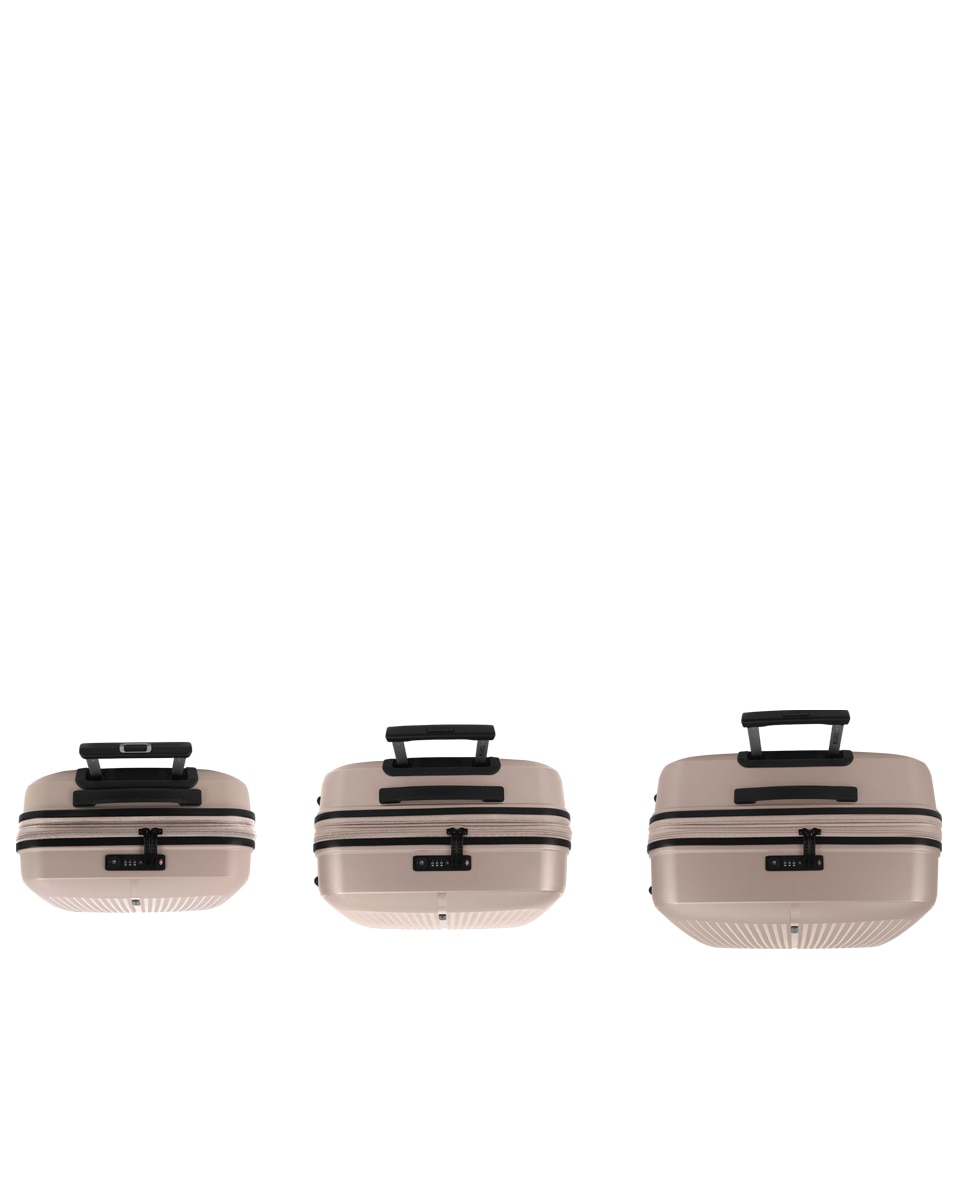 Conjunto de Malas (cabine, Média e Grande) Expansíveis Brooklyn Rígidas com Capacidade Até 221 L Bege-4