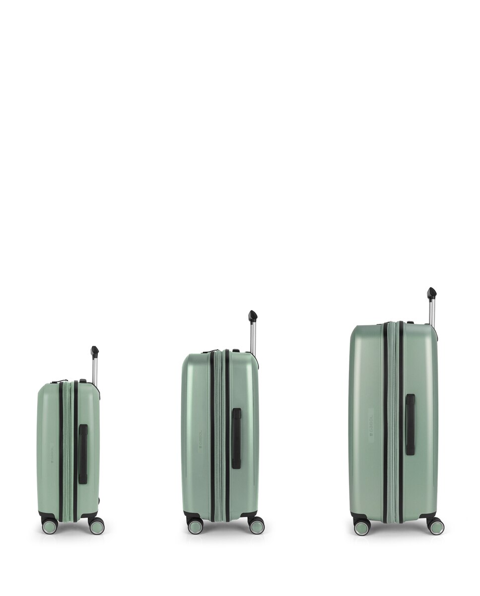 Conjunto de Malas (cabine, Média e Grande) Expansíveis Brooklyn Rígidas com Capacidade Até 221 L Verde-2