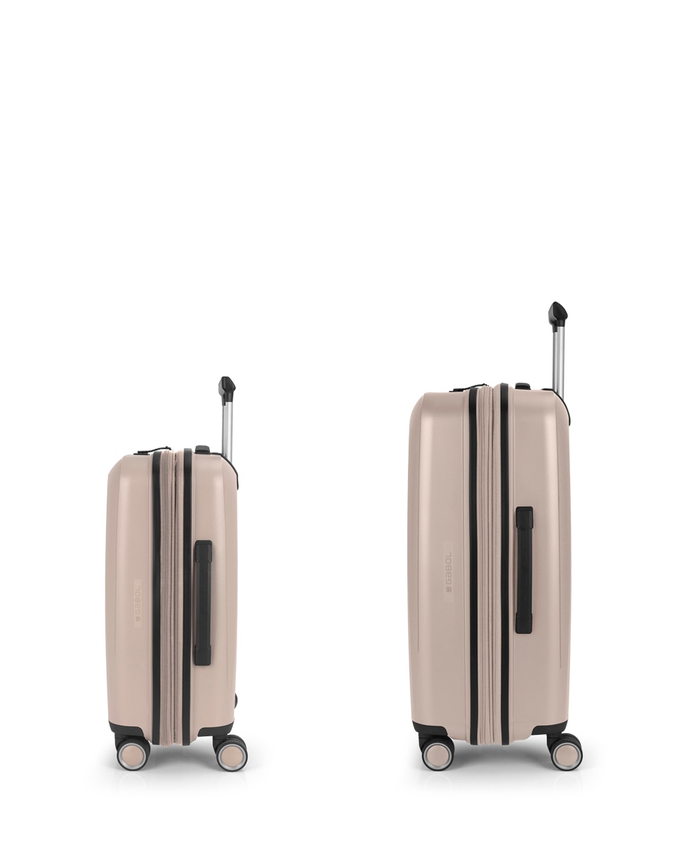 Conjunto de Malas (cabine e Média) Expansíveis Brooklyn Rígidas com Capacidade Até 112,5 L Bege-2