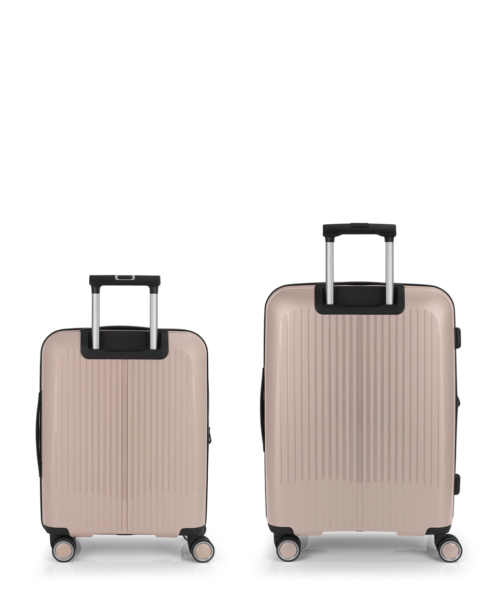 Conjunto de Malas (cabine e Média) Expansíveis Brooklyn Rígidas com Capacidade Até 112,5 L Bege-3