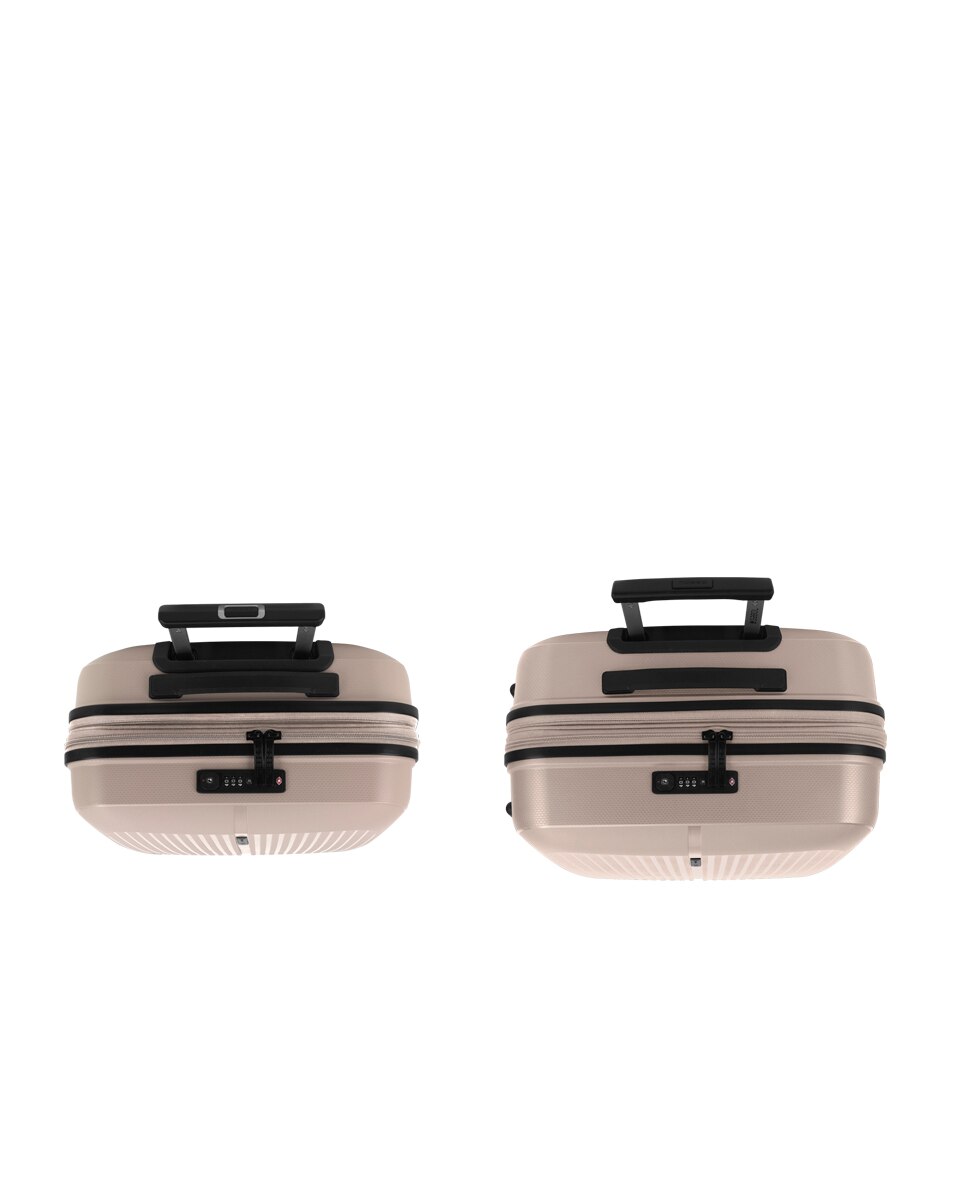 Conjunto de Malas (cabine e Média) Expansíveis Brooklyn Rígidas com Capacidade Até 112,5 L Bege-4