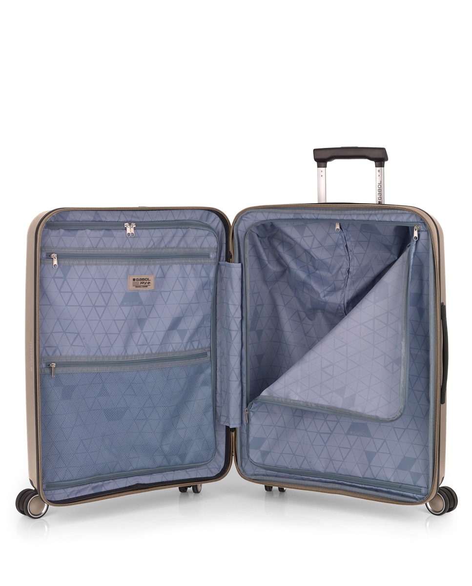Conjunto de Malas (cabine e Média) Expansíveis Brooklyn Rígidas com Capacidade Até 112,5 L Bege-5