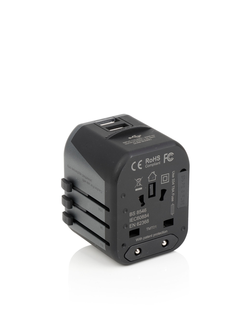Adaptador Universal de Viagem com Carregador Usb Preto-3