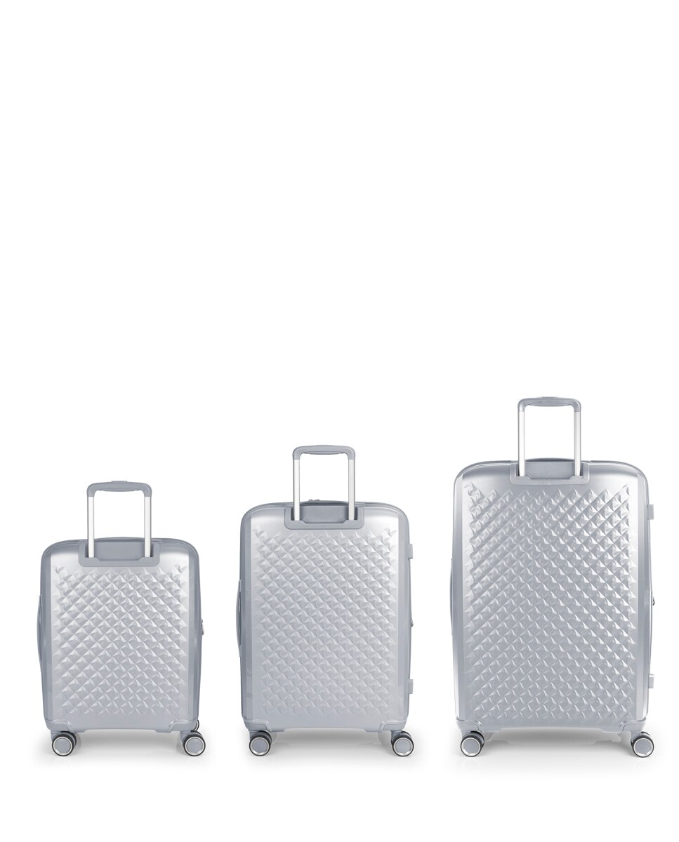 Conjunto de Malas (cabine, Média e Grande) Expansíveis Queens Rígidas com Capacidade Até 224,2 L Prata-3