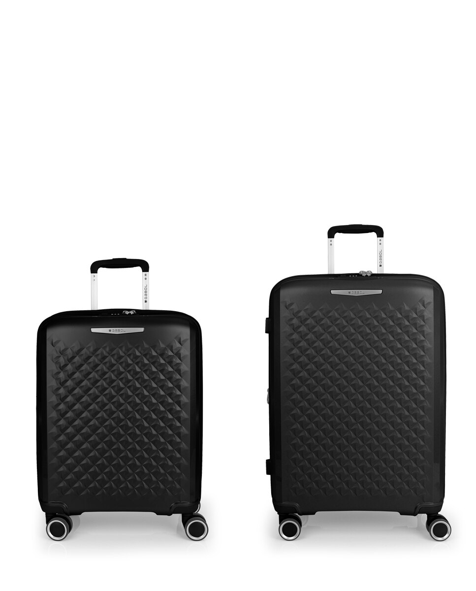 Conjunto de Malas (cabine e Média) Expandíveis Queens Rígidas com Capacidade Até 114,6 L Preto-1