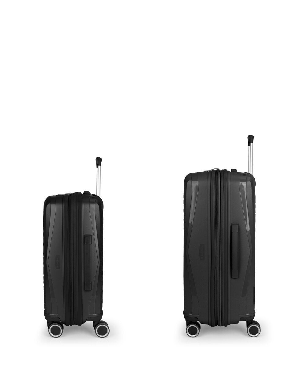 Conjunto de Malas (cabine e Média) Expandíveis Queens Rígidas com Capacidade Até 114,6 L Preto-2