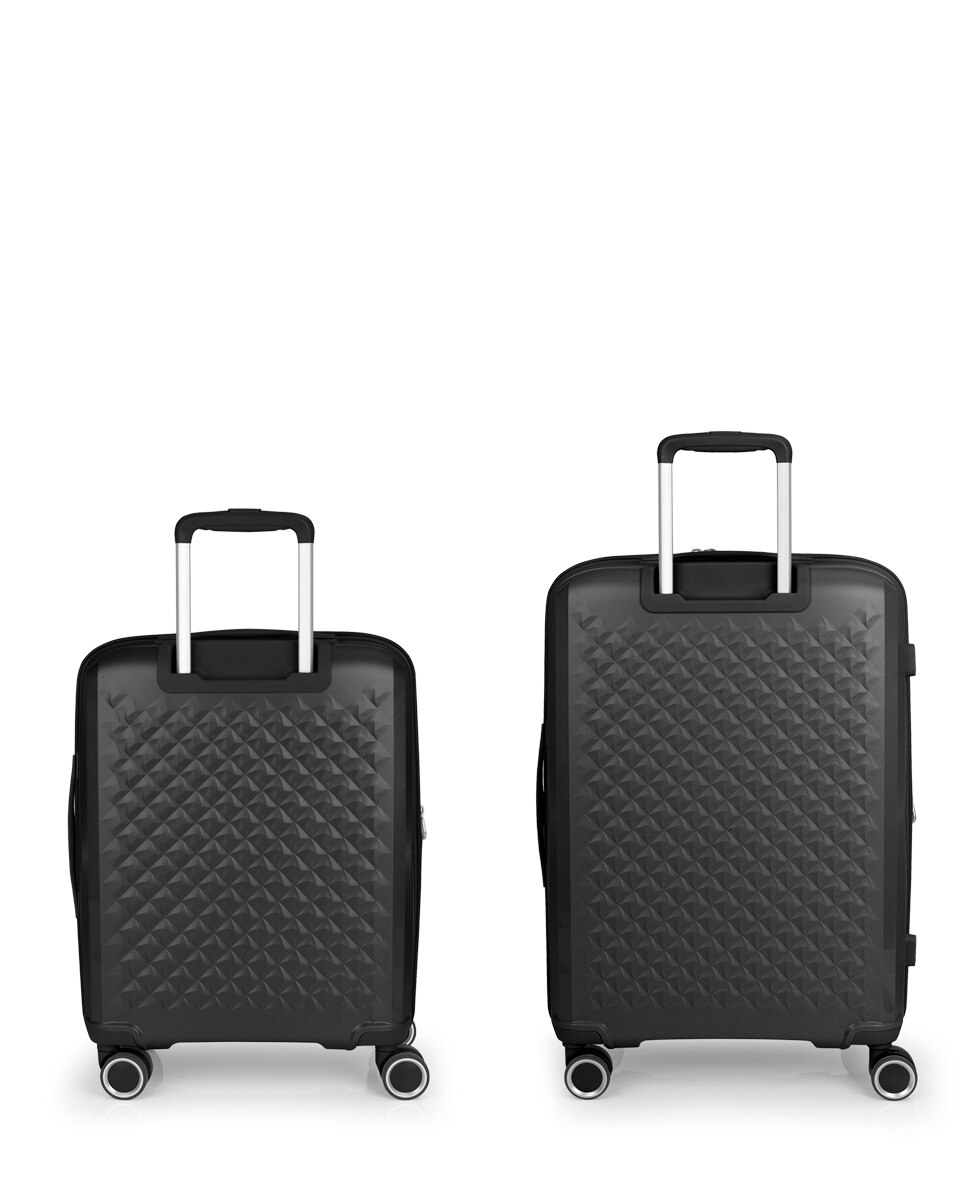 Conjunto de Malas (cabine e Média) Expandíveis Queens Rígidas com Capacidade Até 114,6 L Preto-3