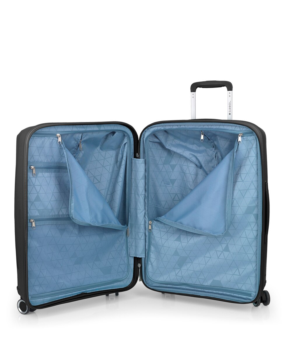 Conjunto de Malas (cabine e Média) Expandíveis Queens Rígidas com Capacidade Até 114,6 L Preto-5