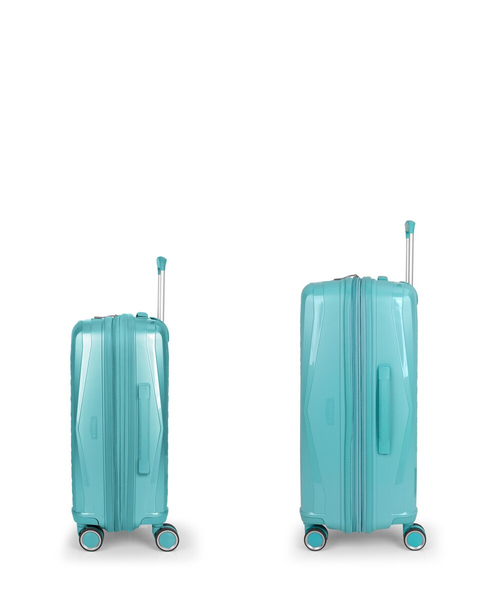 Conjunto de Malas (cabine e Média) Expandíveis Queens Rígidas com Capacidade Até 114,6 L Verde Água-2
