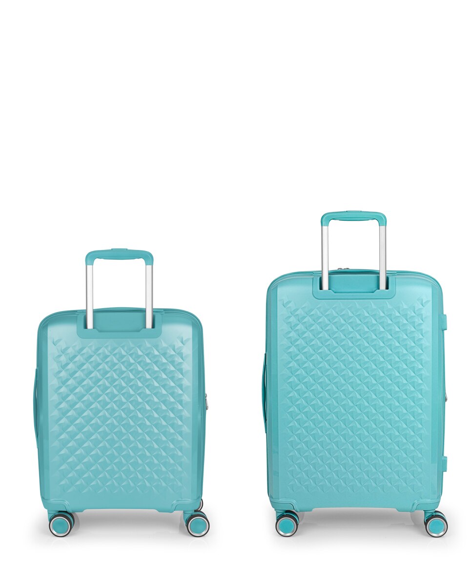 Conjunto de Malas (cabine e Média) Expandíveis Queens Rígidas com Capacidade Até 114,6 L Verde Água-3